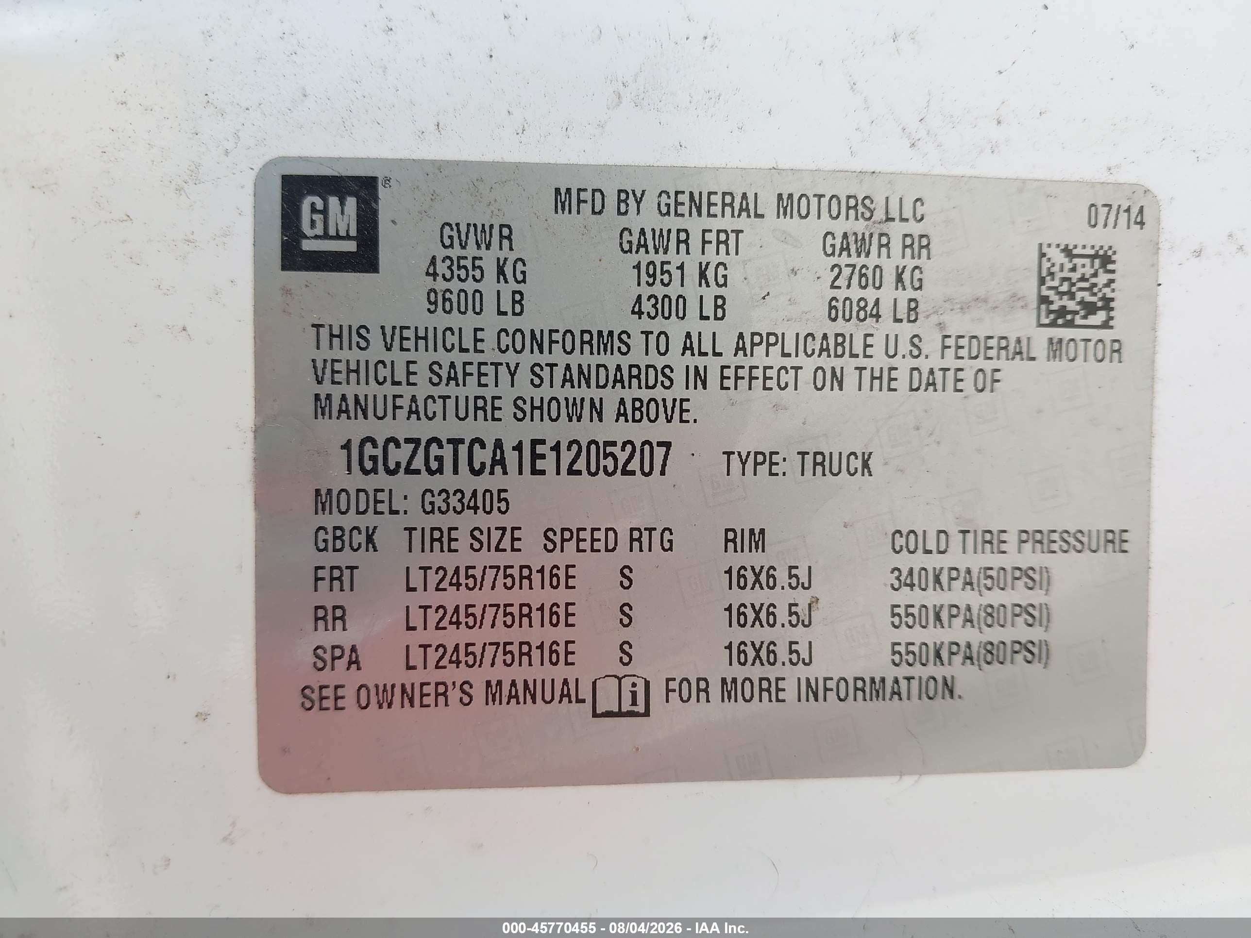 2014 Chevrolet Express 3500 Work Van White vin: 1GCZGTCA1E1205207