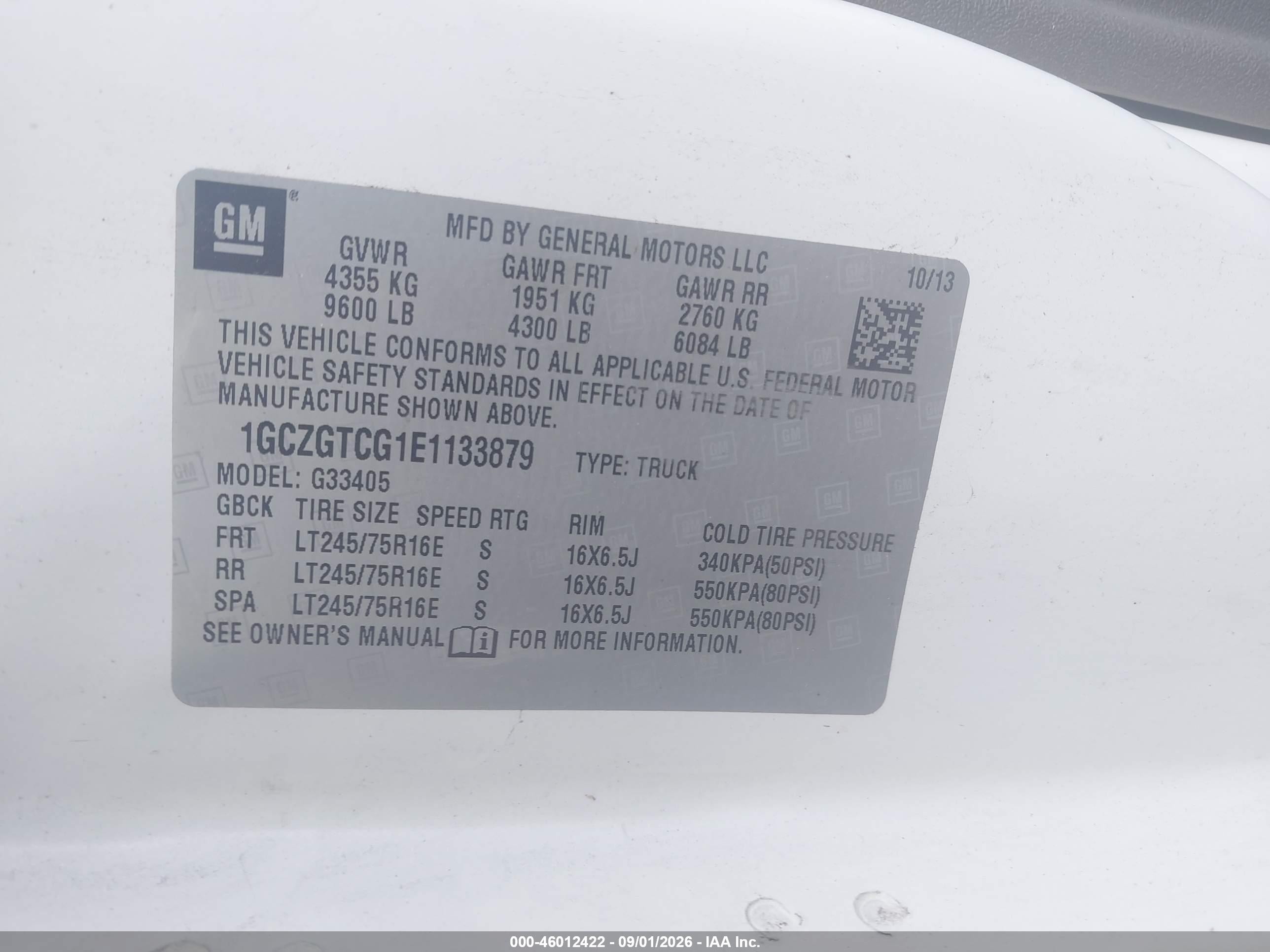 2014 Chevrolet Express 3500 Work Van Белый vin: 1GCZGTCG1E1133879
