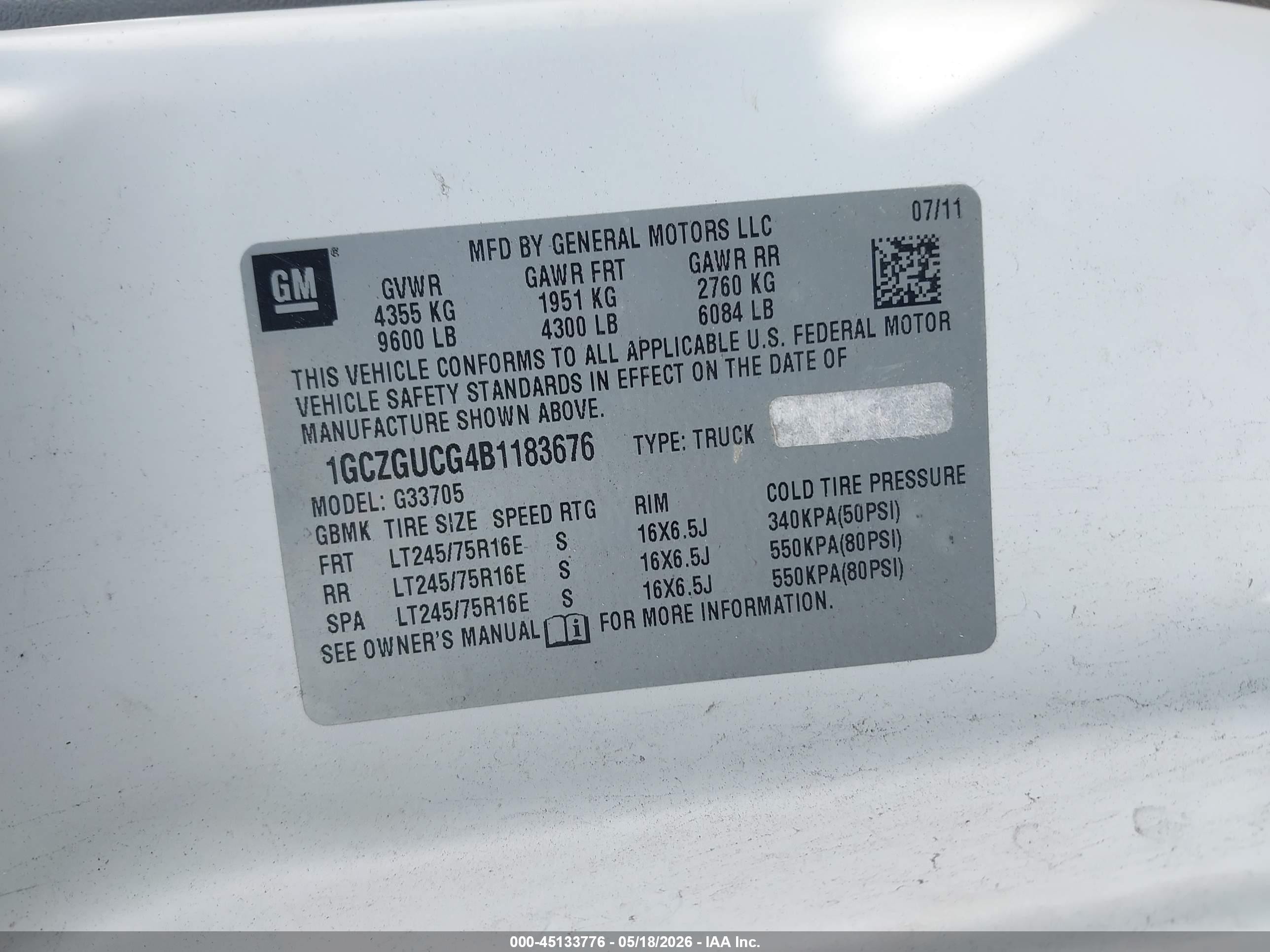 2011 Chevrolet Express 3500 Work Van White vin: 1GCZGUCG4B1183676