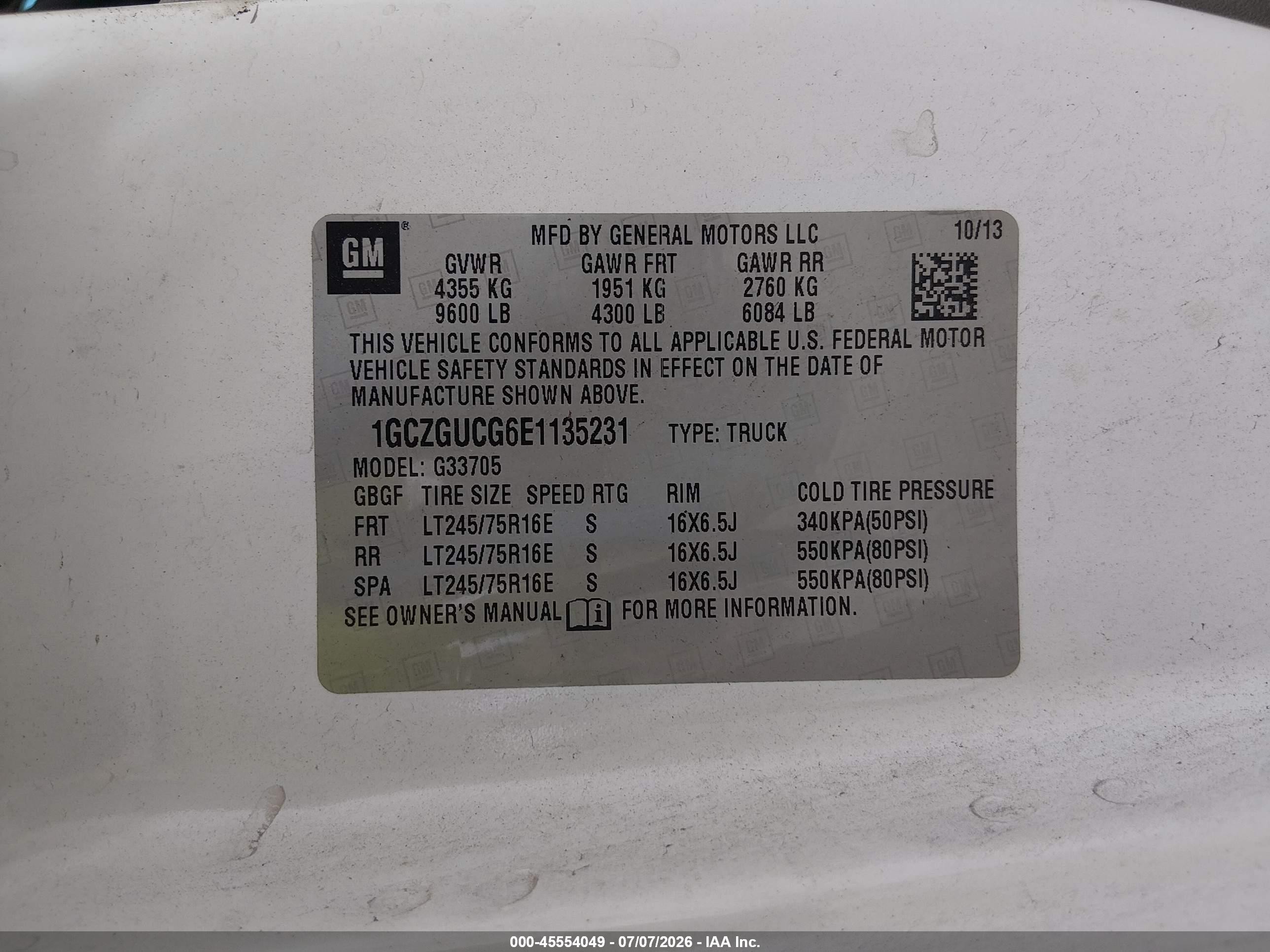 2014 Chevrolet Express 3500 Work Van Белый vin: 1GCZGUCG6E1135231