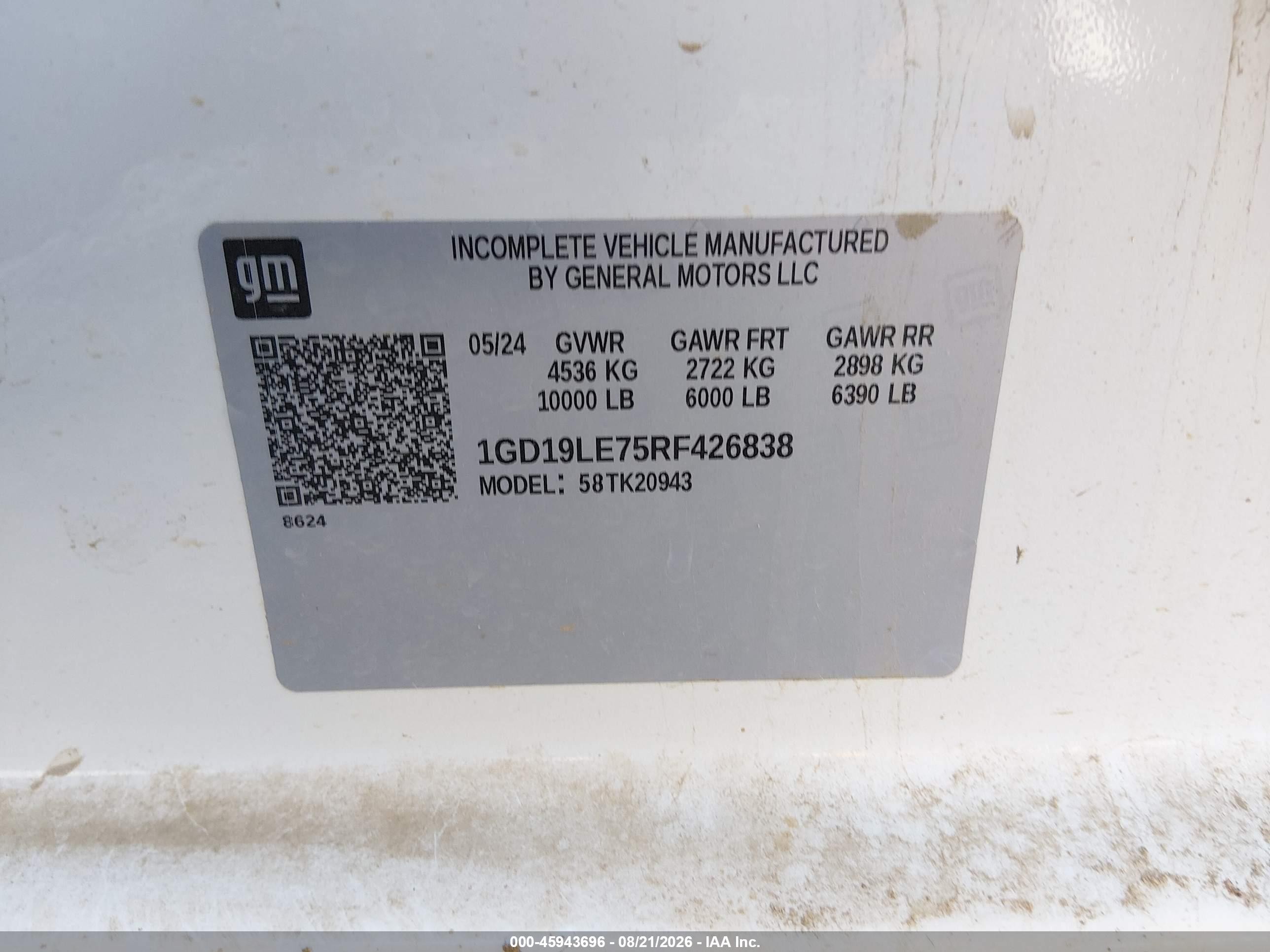 2024 Gmc Sierra 2500hd 4wd  Long Bed Pro White vin: 1GD19LE75RF426838