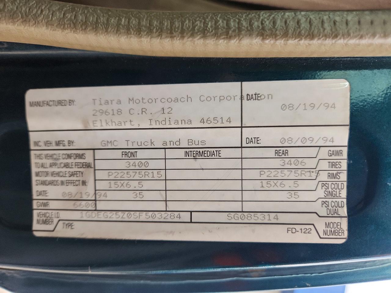 1995 Gmc Rally Wagon / Van G2500 Green vin: 1GDEG25Z0SF503284