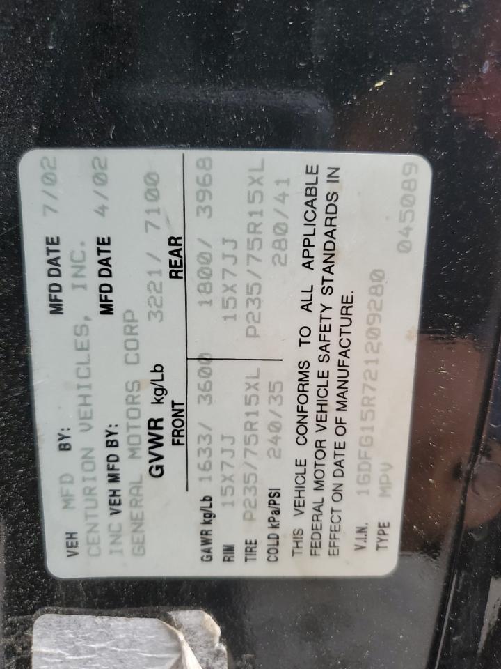 2002 Gmc Savana Rv G1500 Silver vin: 1GDFG15R721209280