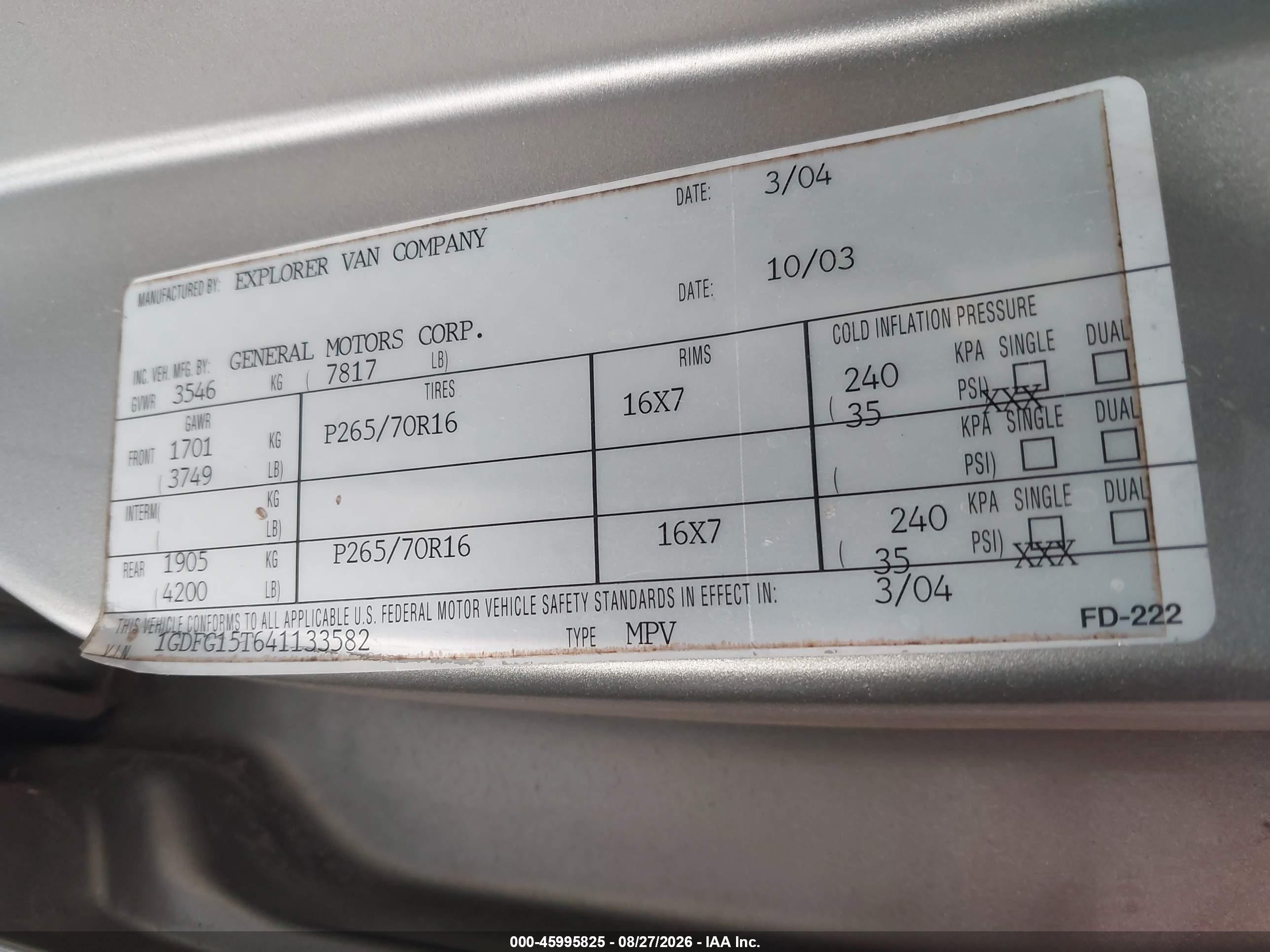 2004 Gmc Savana Upfitter Серебряный vin: 1GDFG15T641133582