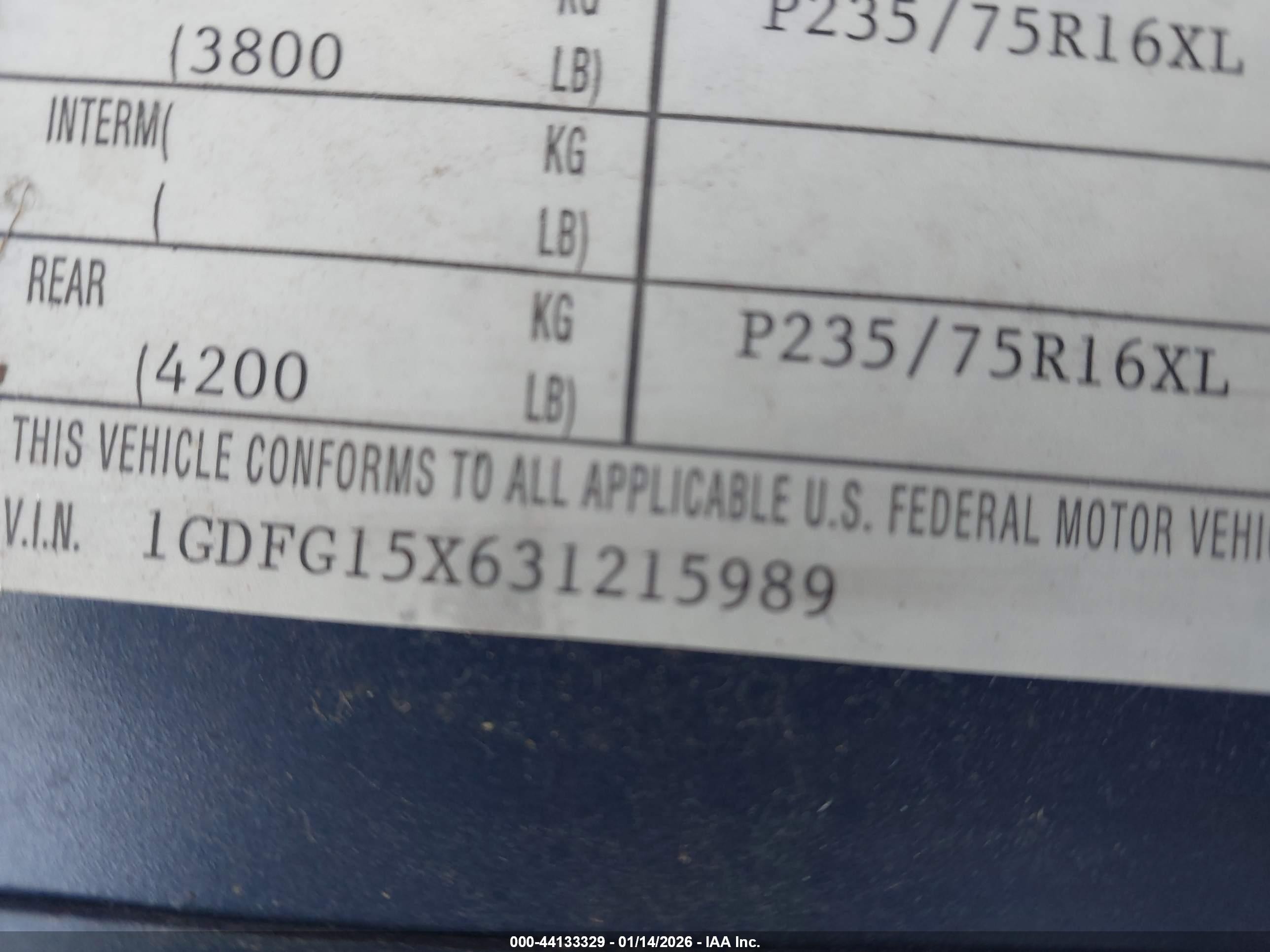 2003 Gmc Savana Upfitter Blue vin: 1GDFG15X631215989