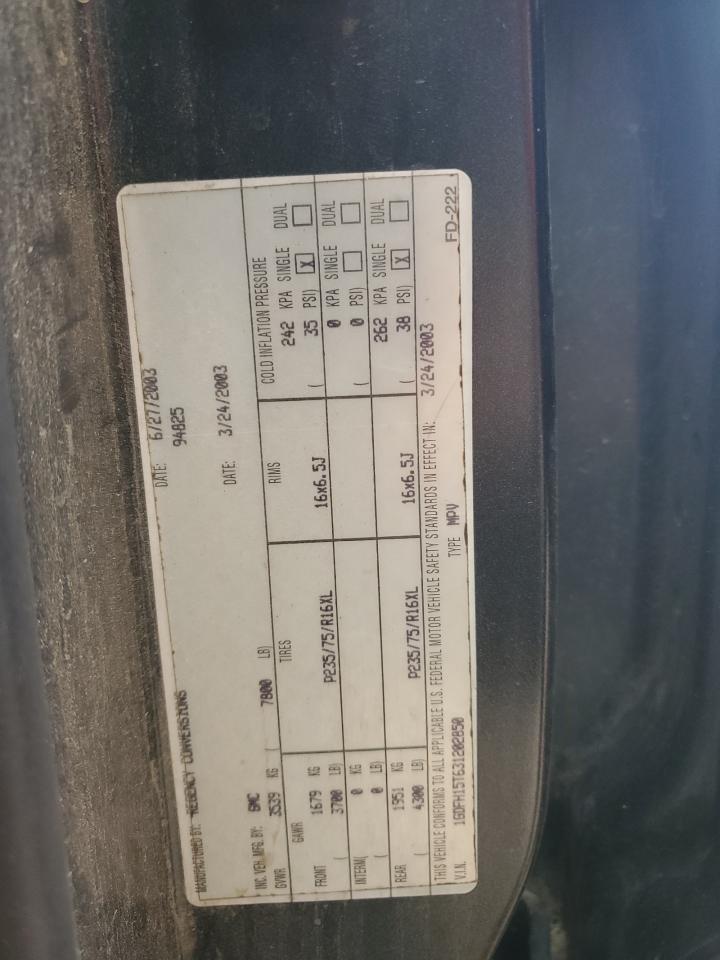 2003 Gmc Savana Rv G1500 Gray vin: 1GDFH15T631202850