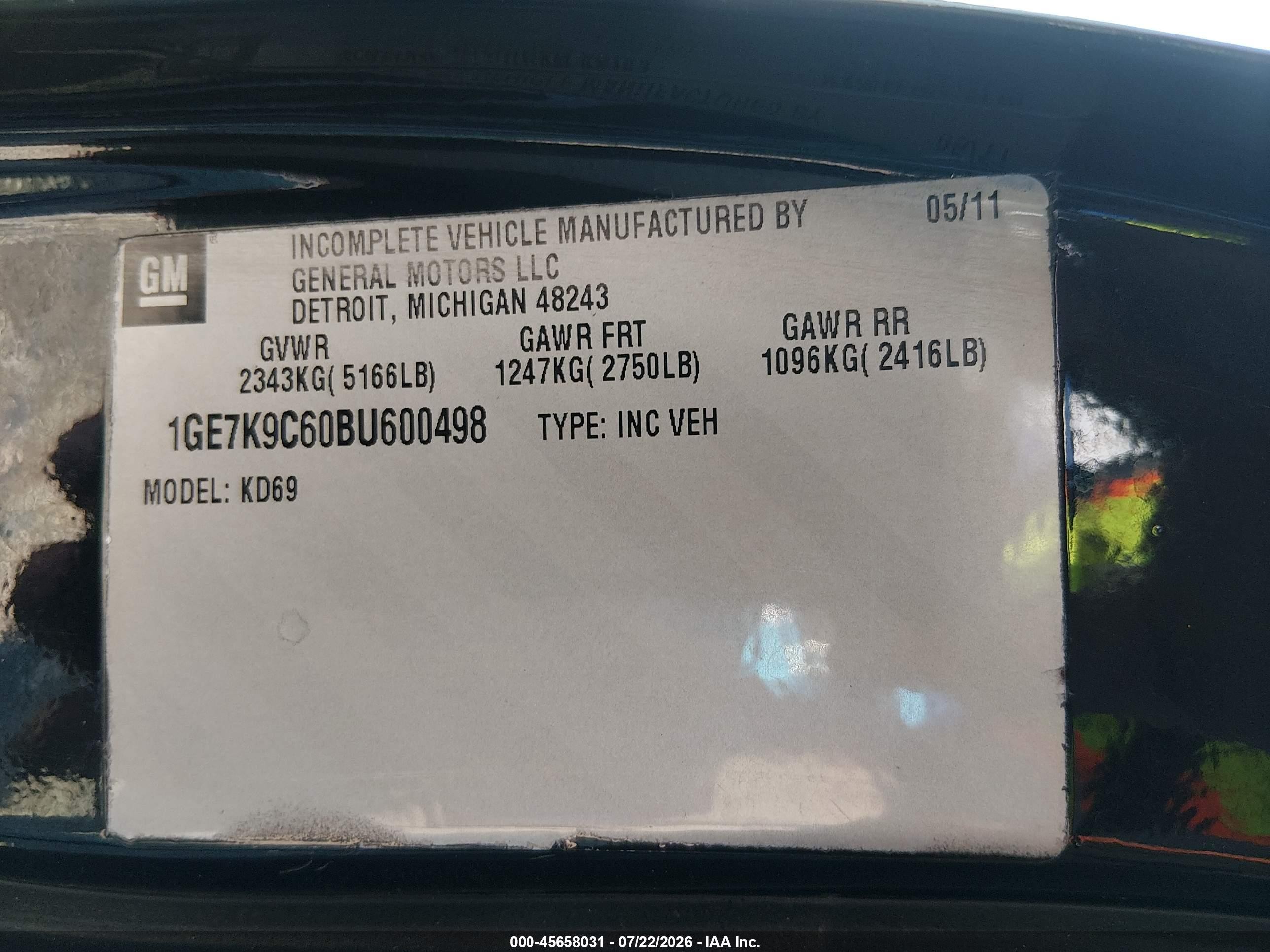 2011 Cadillac Dts Professional Limousine Черный vin: 1GE7K9C60BU600498