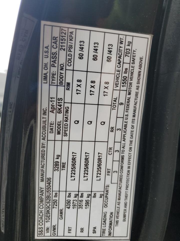 2011 Cadillac Professional Chassis Black vin: 1GE9K9C62BU550406