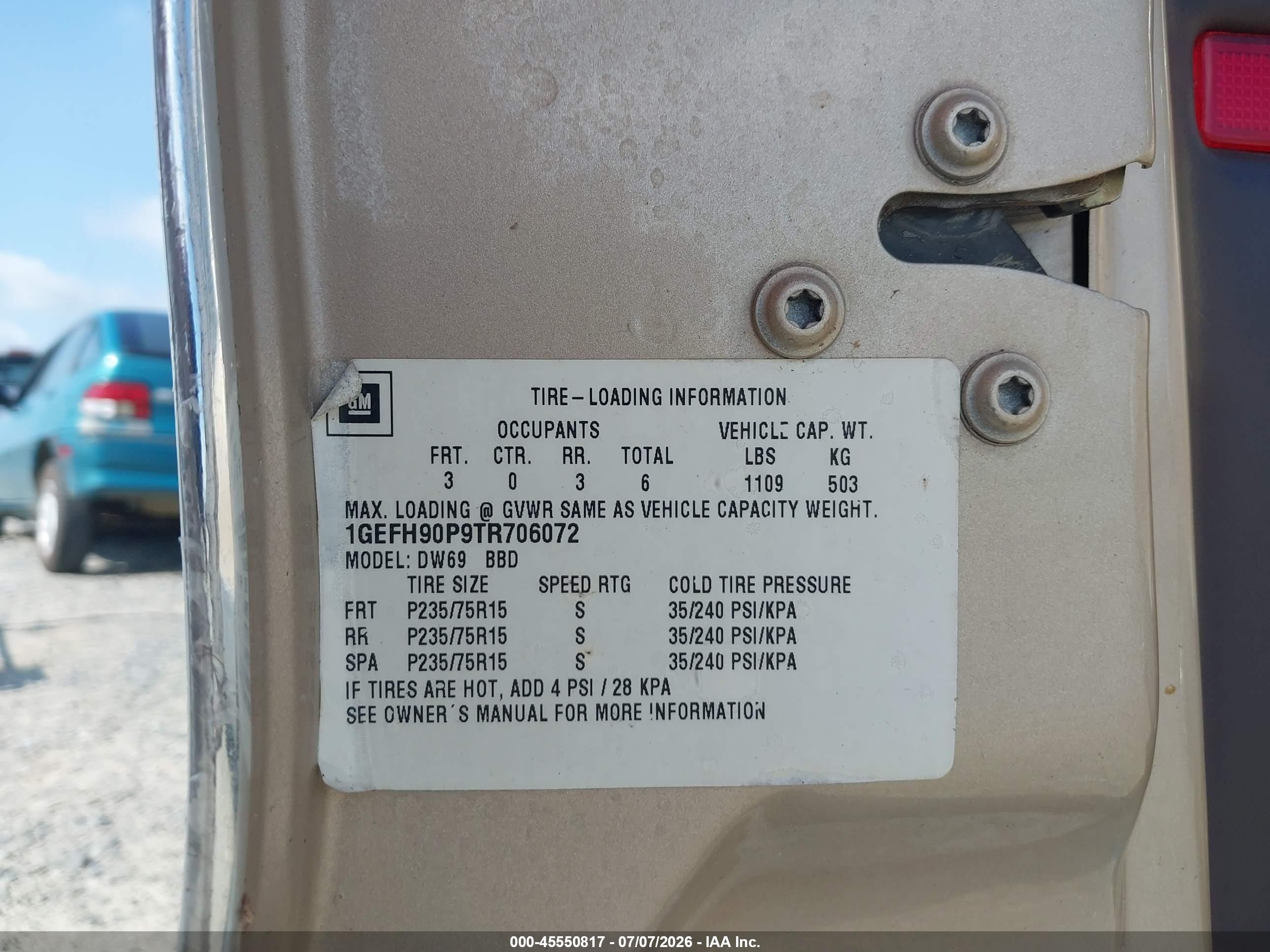 1996 Cadillac Commercial Chassis   Gold vin: 1GEFH90P9TR706072