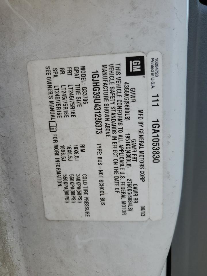 2003 Gmc Savana G3500 Белый vin: 1GJHG39U431236373