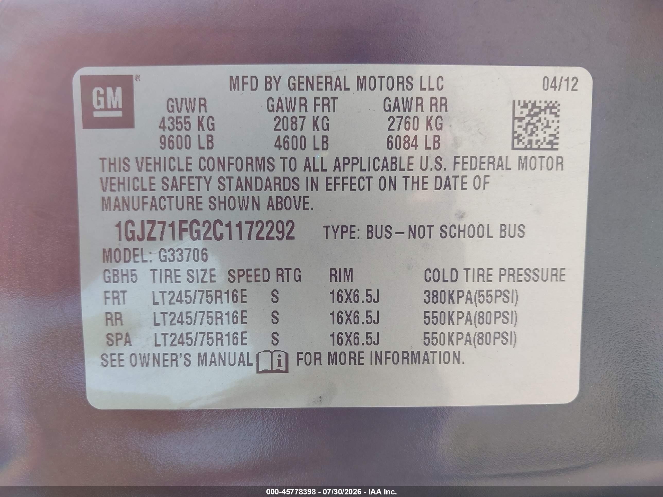 2012 Gmc Savana 3500 Lt Navy vin: 1GJZ71FG2C1172292