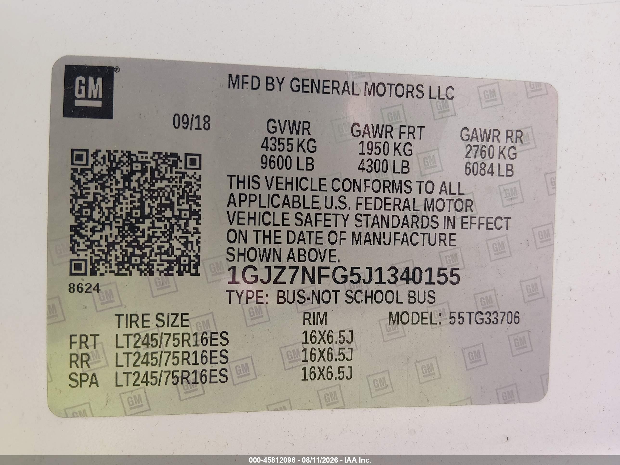 2018 Gmc Savana 3500 Ls Белый vin: 1GJZ7NFG5J1340155