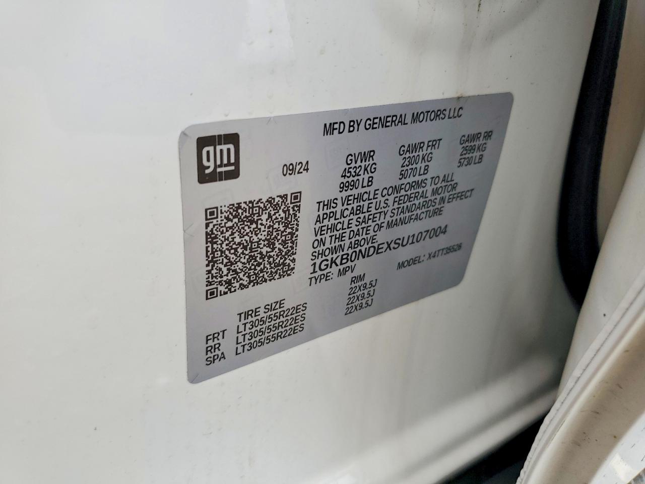 2025 Gmc Hummer Suv 2x White vin: 1GKB0NDEXSU107004