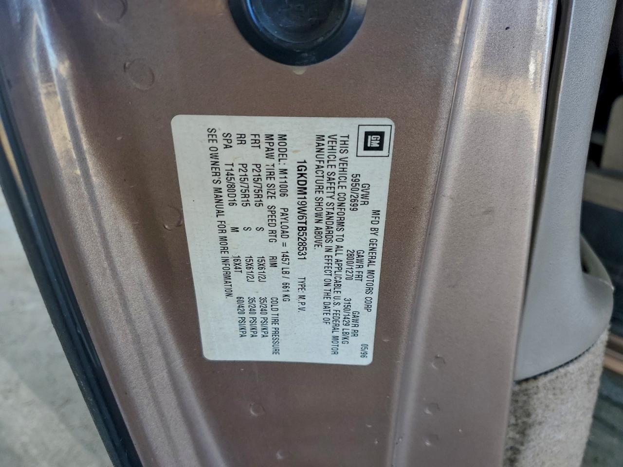 1996 Gmc Safari Xt Коричневый vin: 1GKDM19W6TB528531