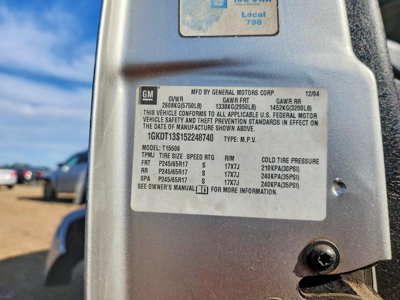 2005 Gmc Envoy Silver vin: 1GKDT13S152248740