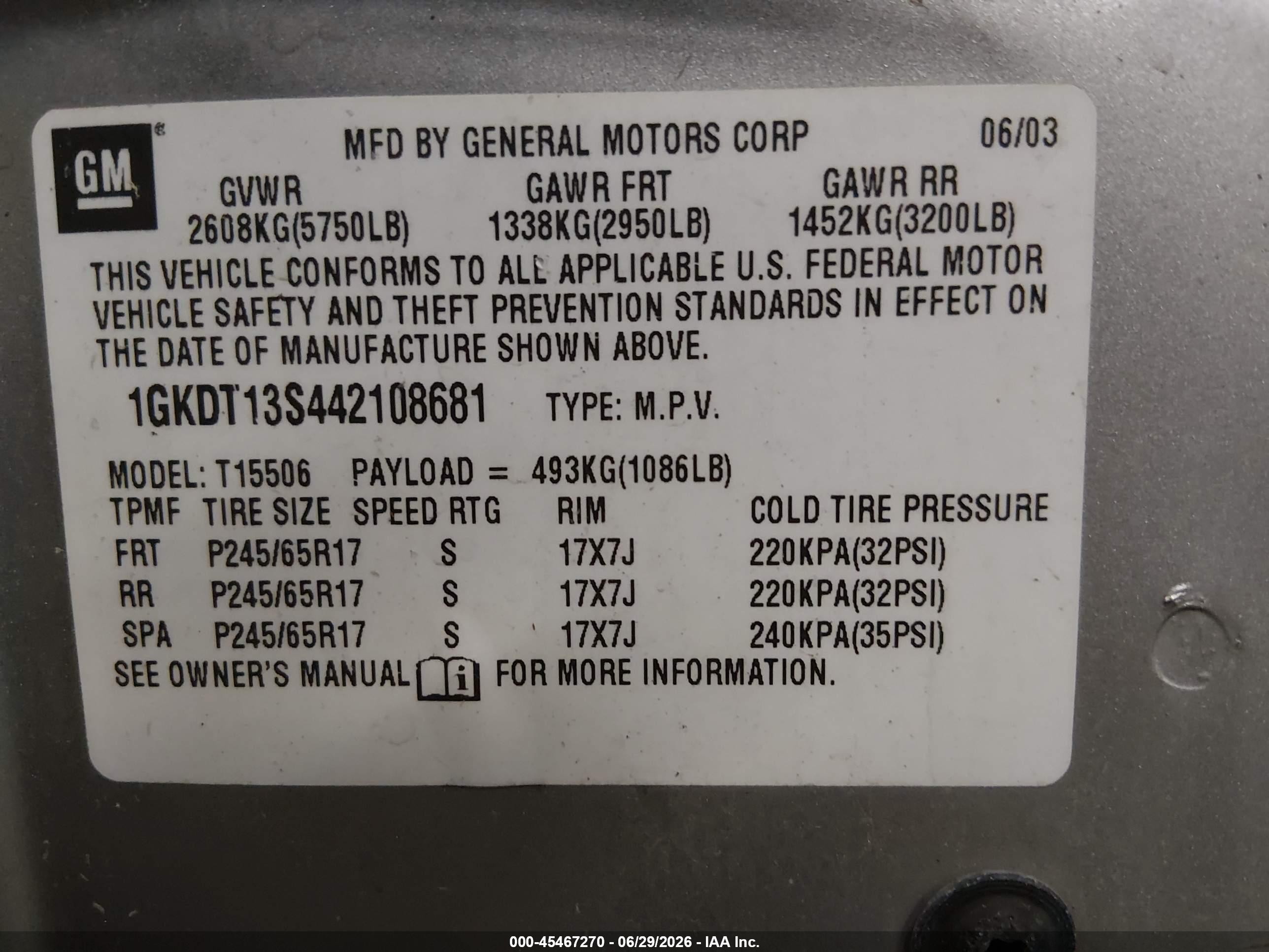 2004 Gmc Envoy Sle Silver vin: 1GKDT13S442108681