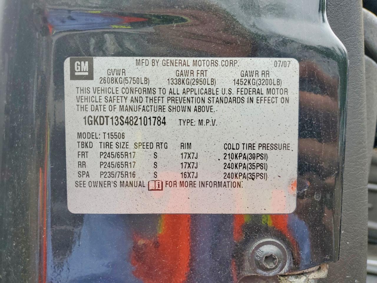 2008 Gmc Envoy Black vin: 1GKDT13S482101784