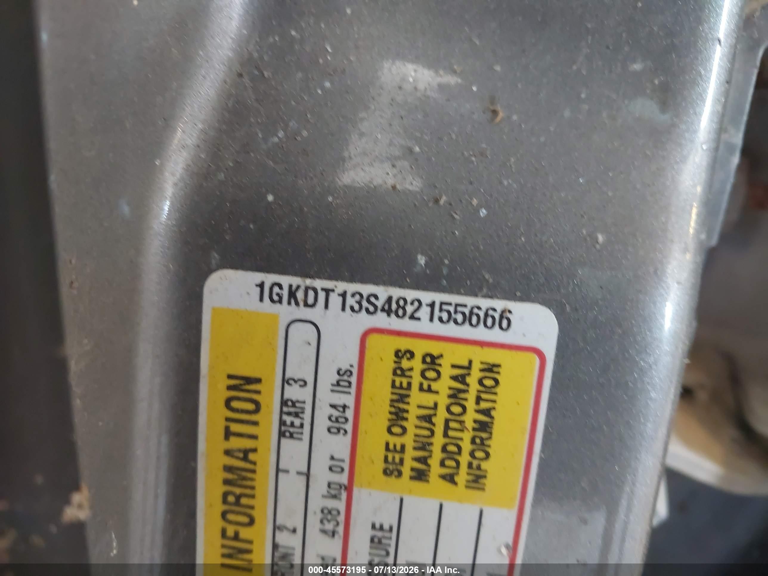 2008 Gmc Envoy Sle Gray vin: 1GKDT13S482155666