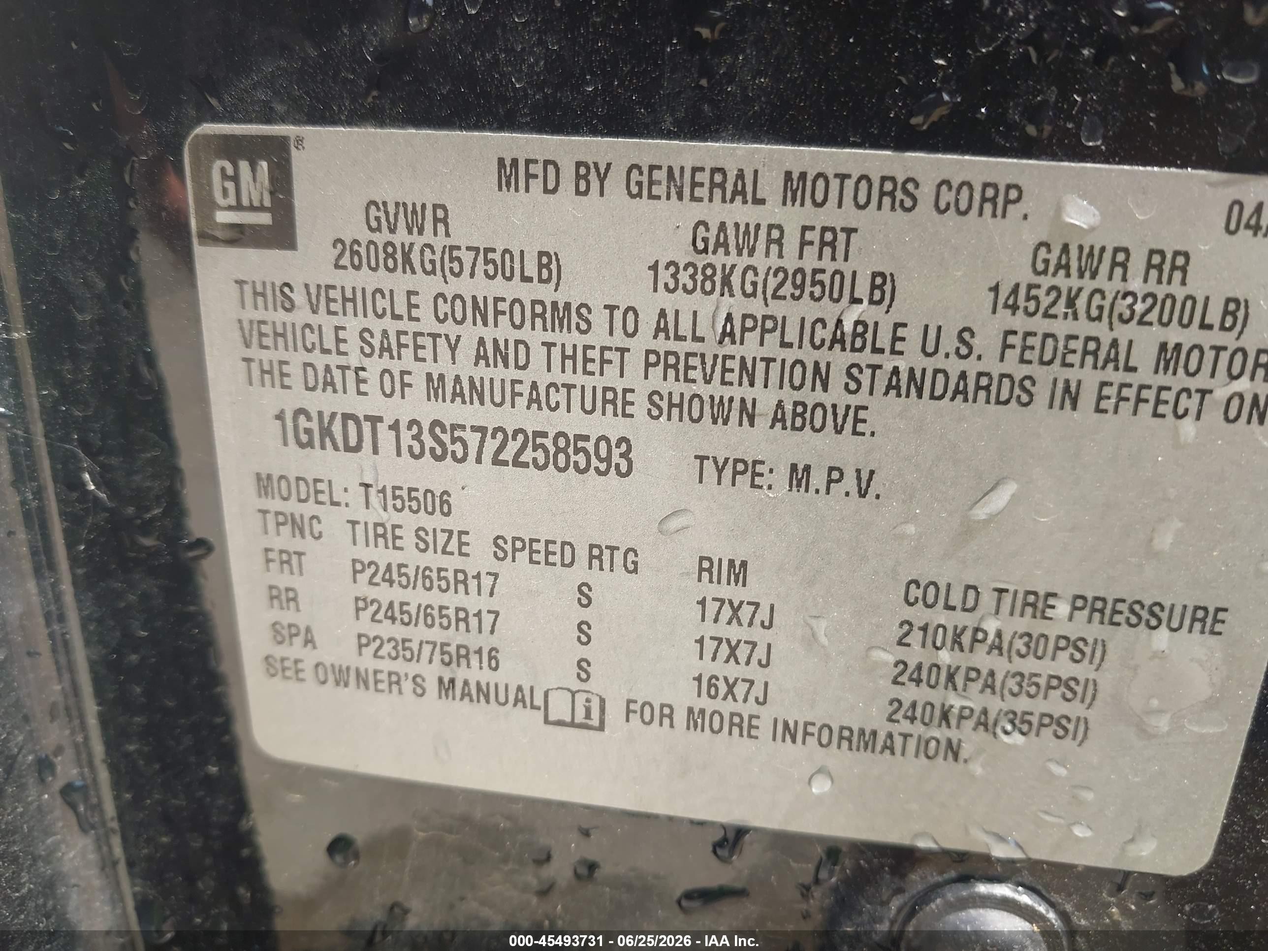 2007 Gmc Envoy Slt Black vin: 1GKDT13S572258593