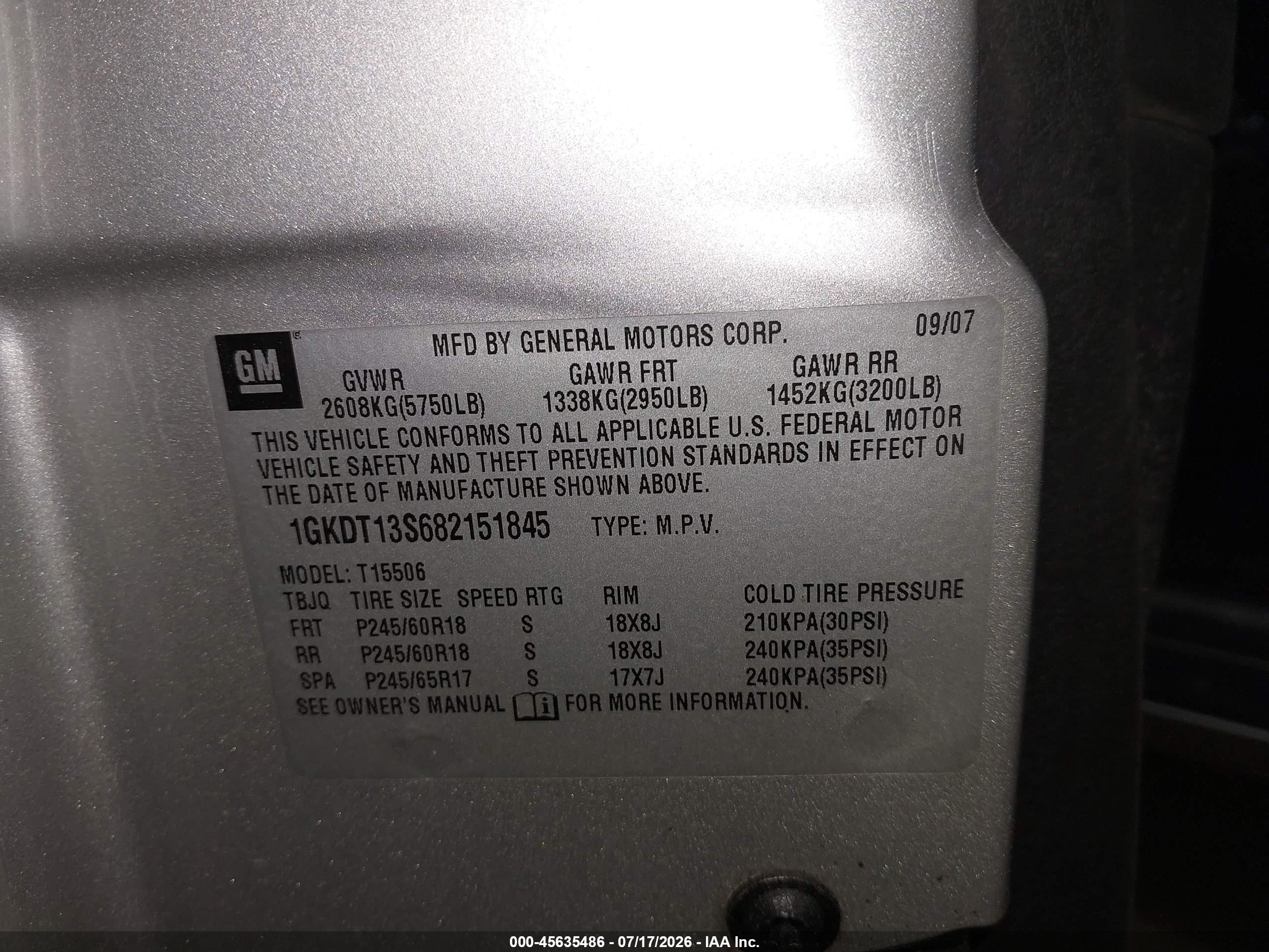 2008 Gmc Envoy Slt Silver vin: 1GKDT13S682151845