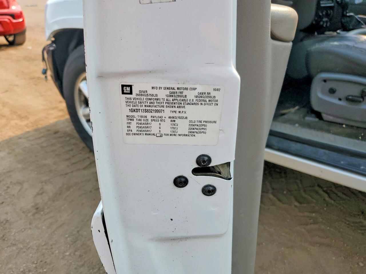 2003 Gmc Envoy White vin: 1GKDT13S832199971