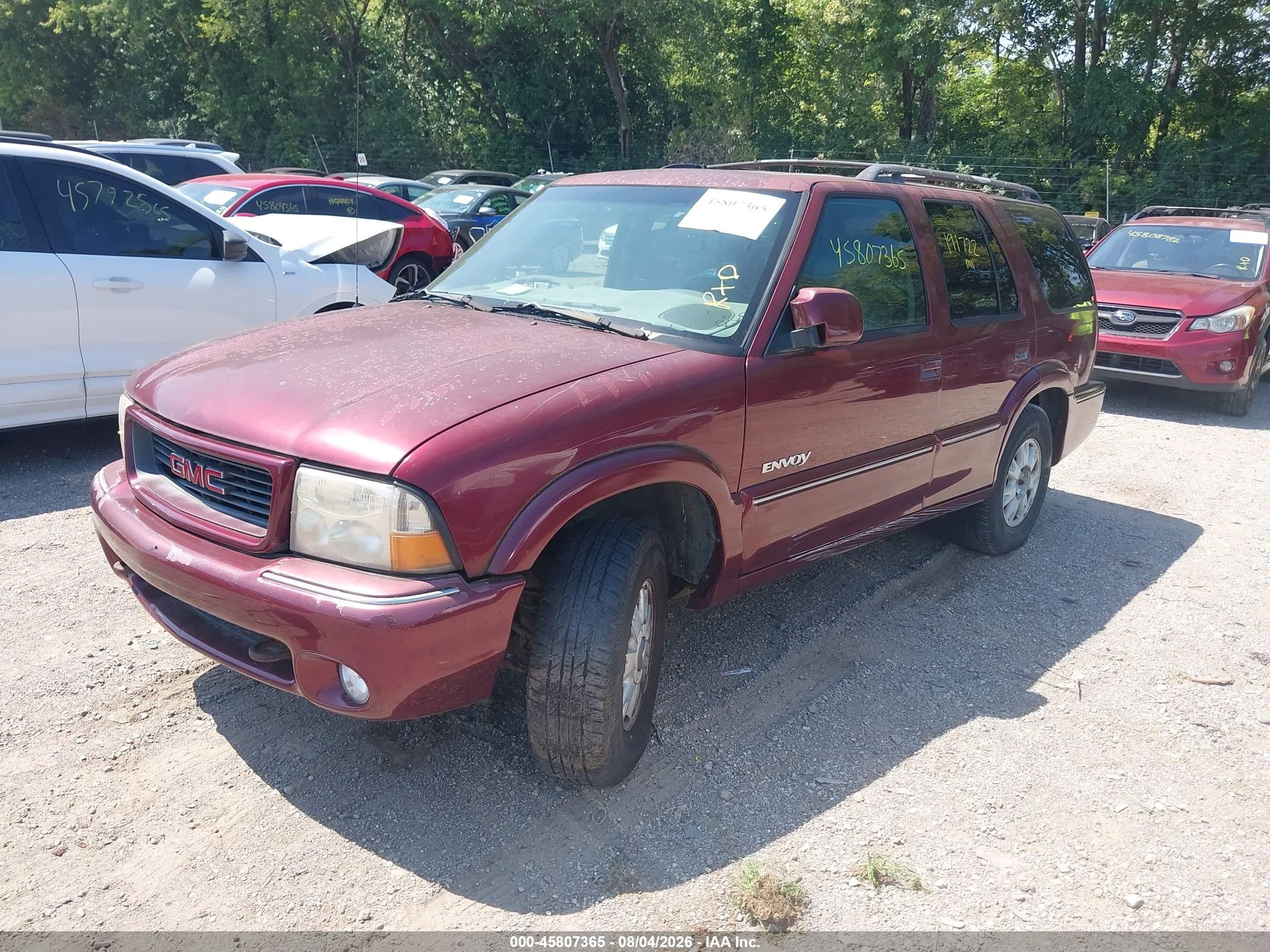 2000 Gmc Jimmy Slt Burgundy vin: 1GKDT13W7Y2323366