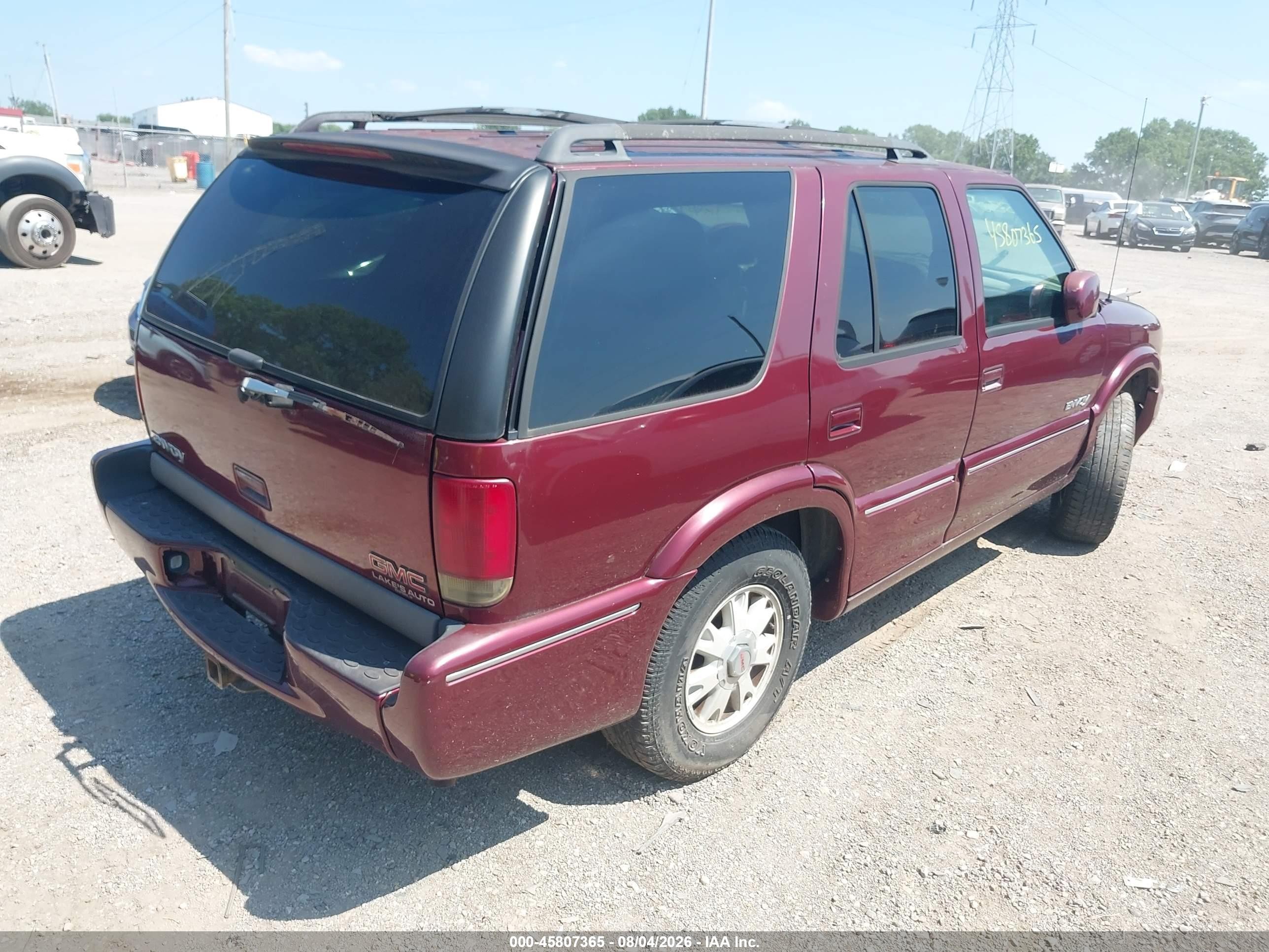 2000 Gmc Jimmy Slt Burgundy vin: 1GKDT13W7Y2323366