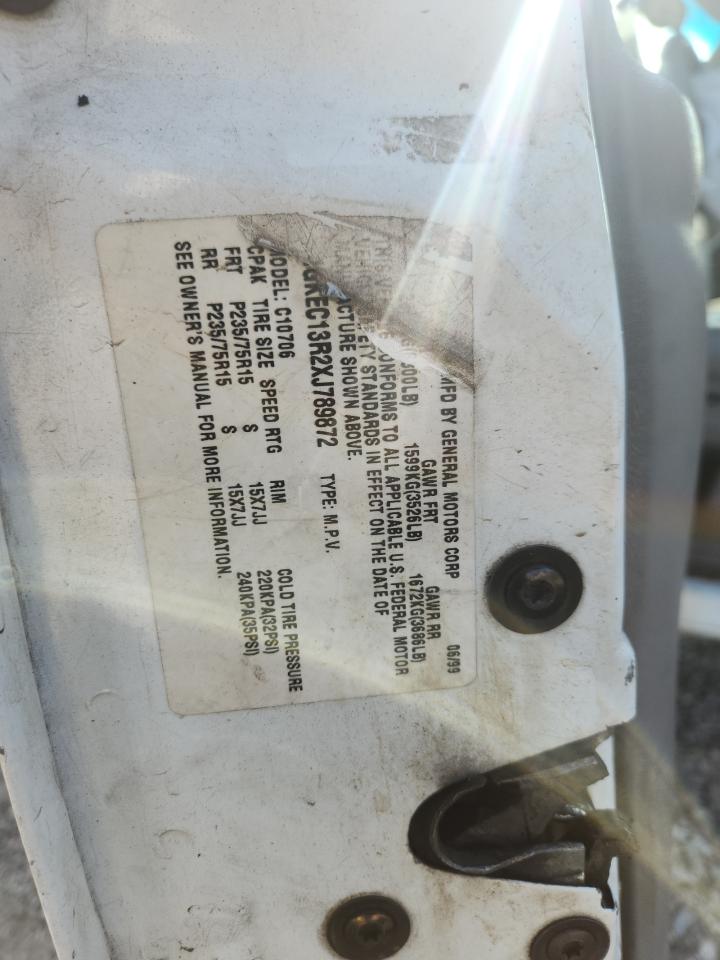 1999 Gmc Yukon White vin: 1GKEC13R2XJ789872
