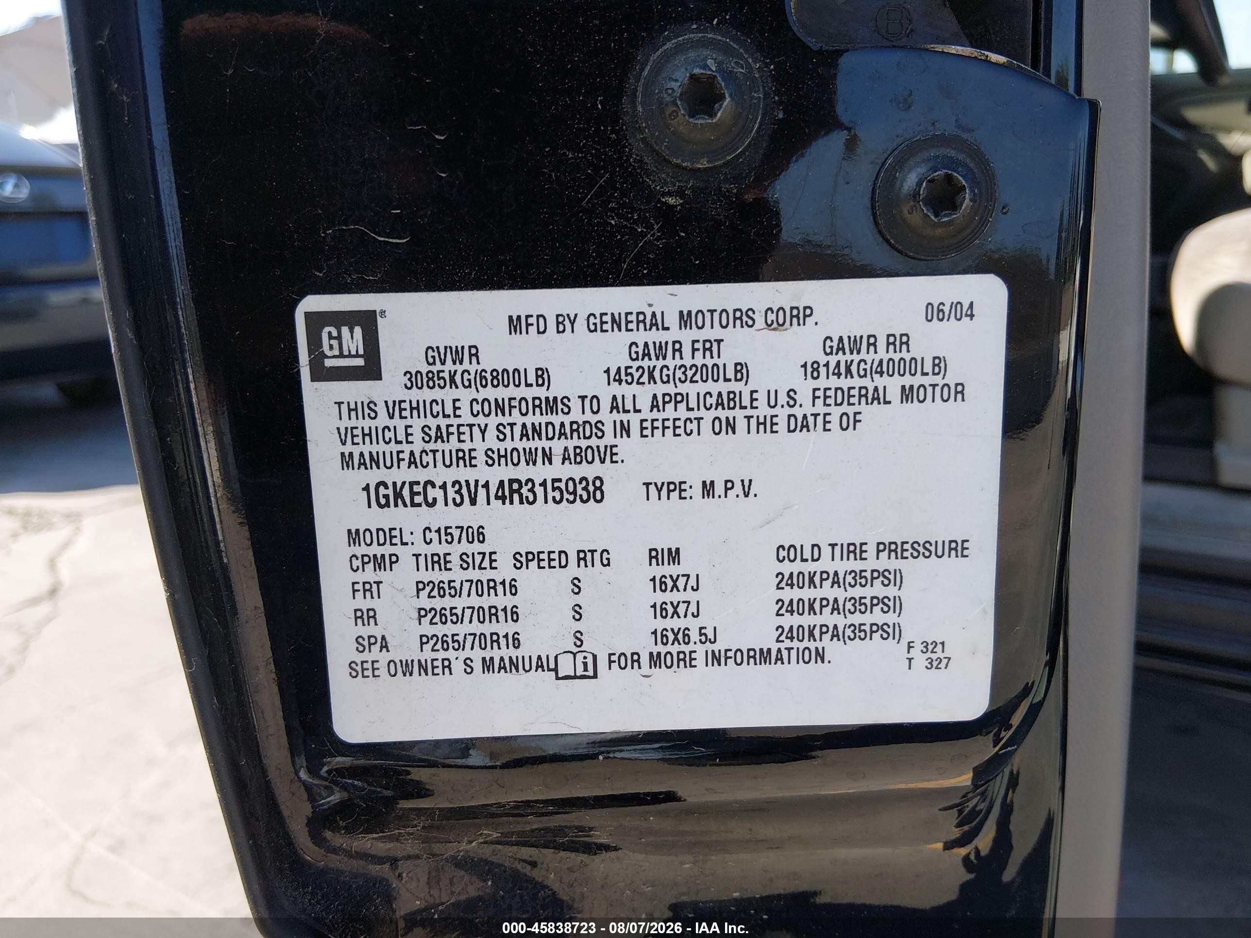 2004 Gmc Yukon Sle Черный vin: 1GKEC13V14R315938