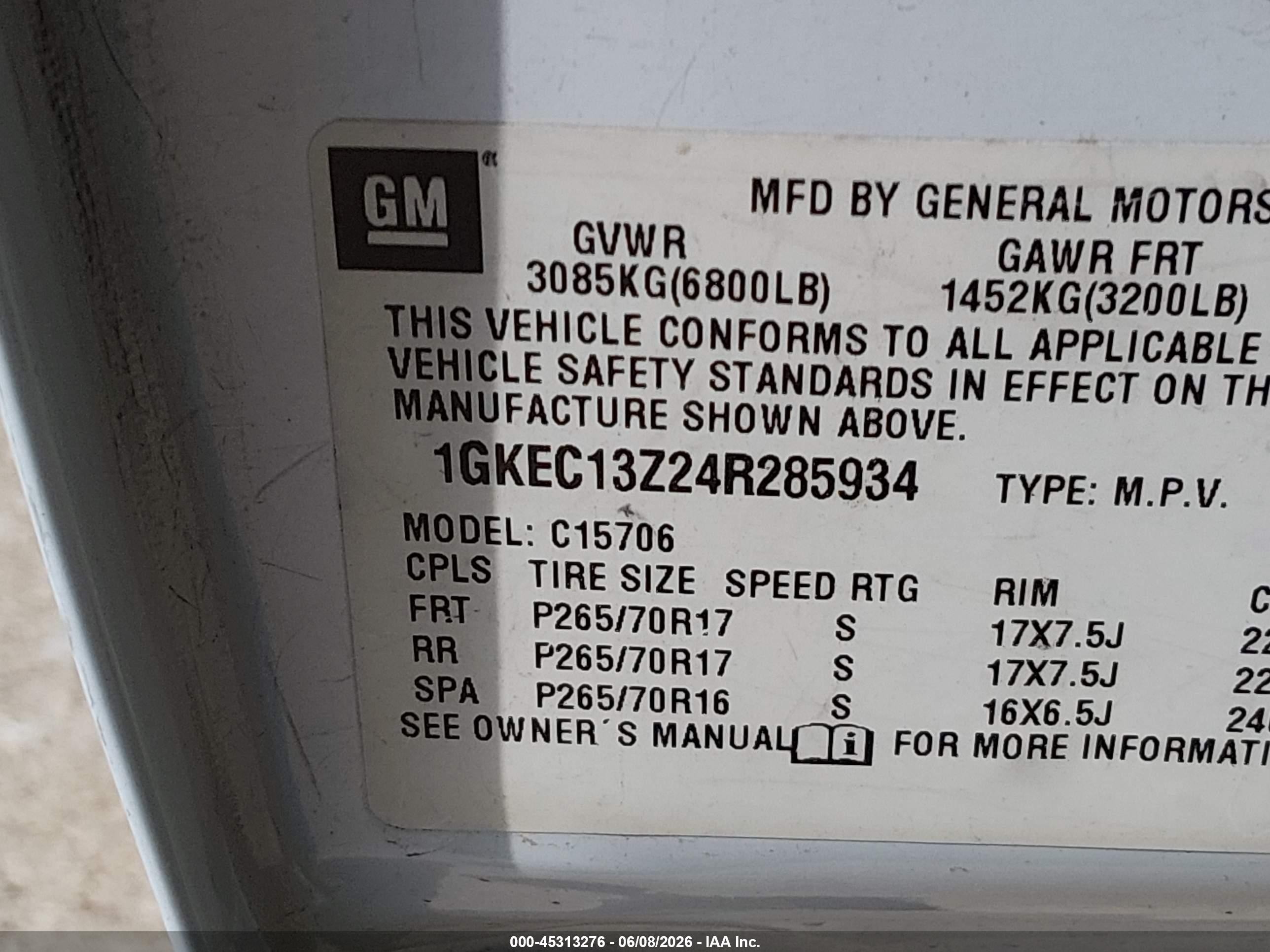 2004 Gmc Yukon Slt White vin: 1GKEC13Z24R285934