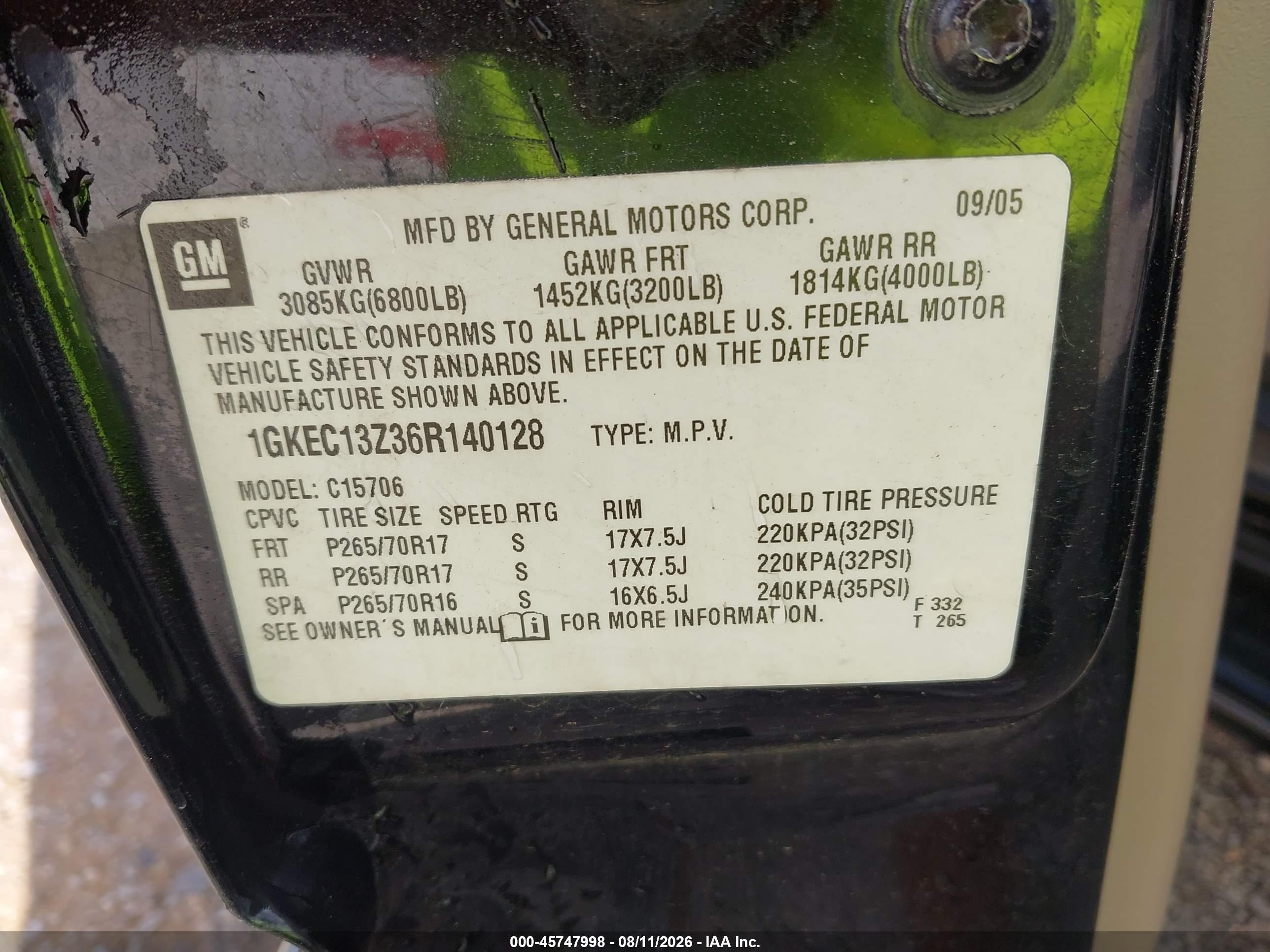 2006 Gmc Yukon Slt Черный vin: 1GKEC13Z36R140128