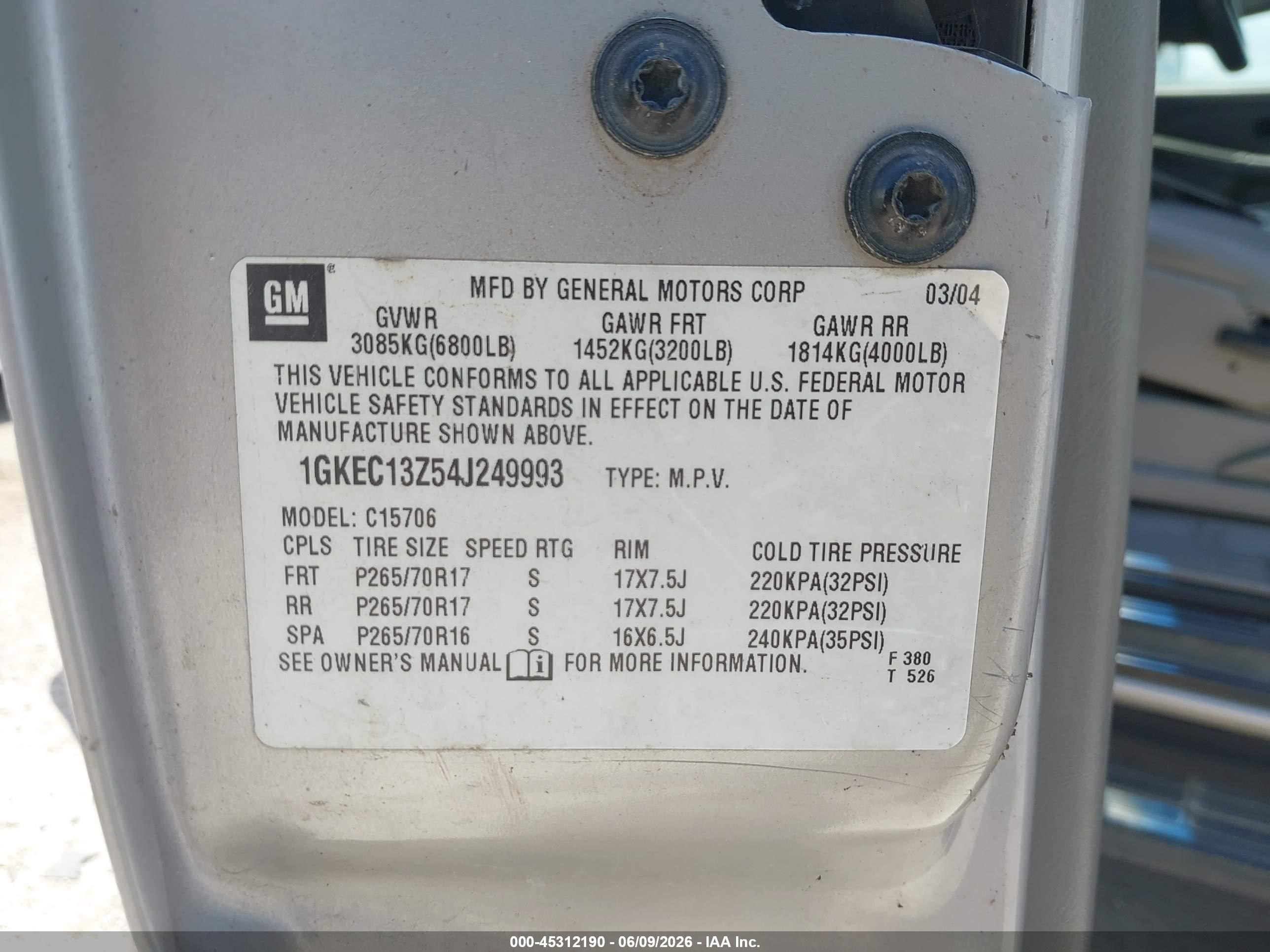2004 Gmc Yukon Slt Gray vin: 1GKEC13Z54J249993