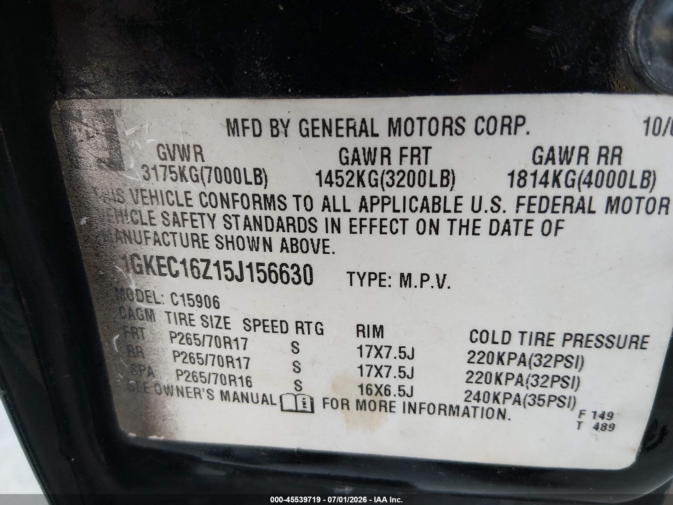 2005 Gmc Yukon Xl 1500 Slt Black vin: 1GKEC16Z15J156630