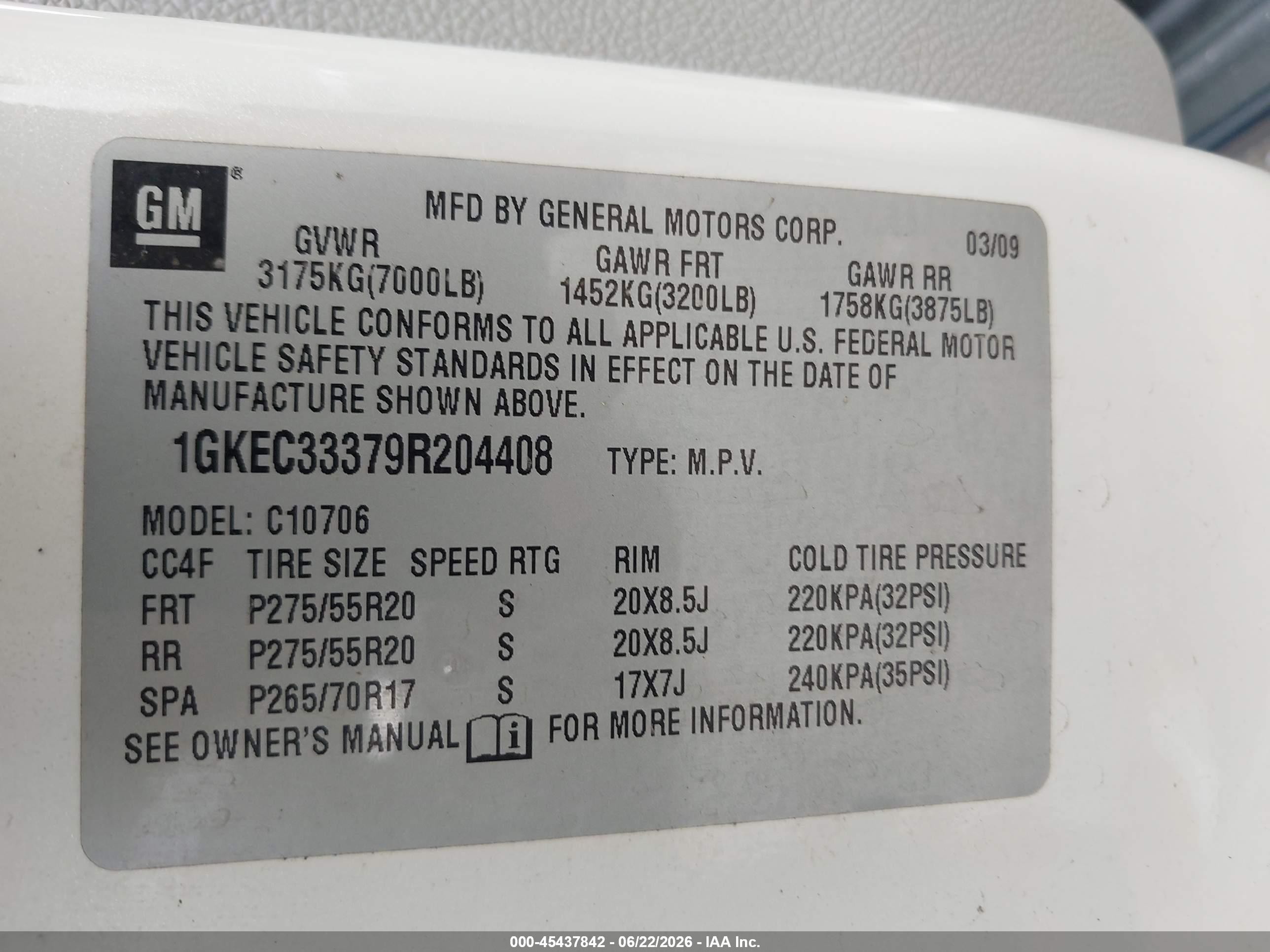 2009 Gmc Yukon Slt2 Beige vin: 1GKEC33379R204408