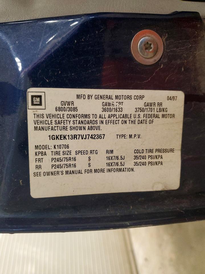 1997 Gmc Yukon Blue vin: 1GKEK13R7VJ742367