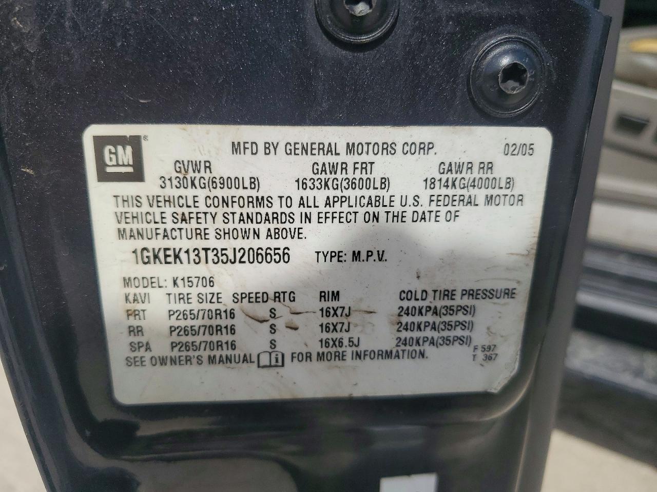 2005 Gmc Yukon Угольный vin: 1GKEK13T35J206656