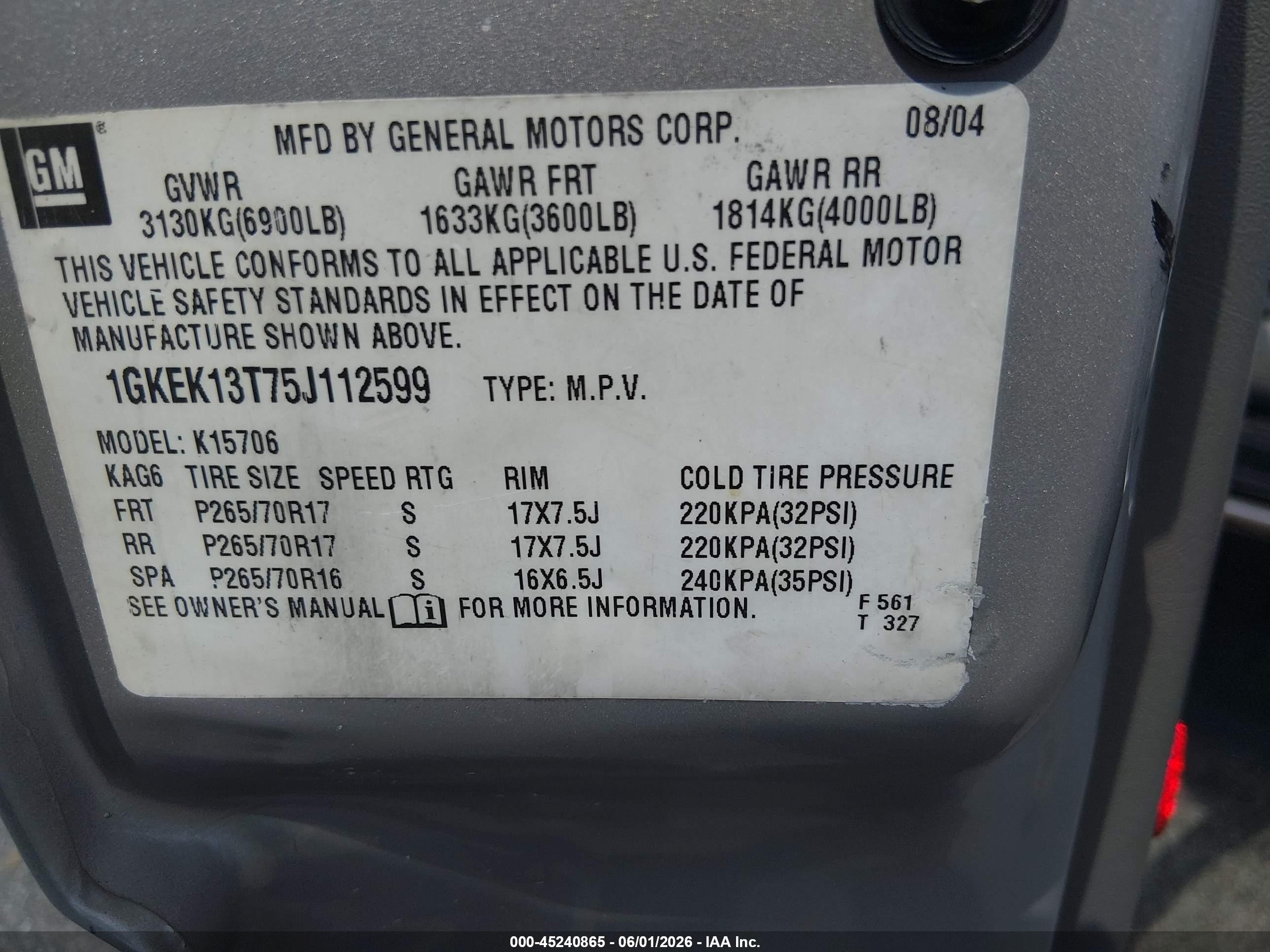 2005 Gmc Yukon Slt Gray vin: 1GKEK13T75J112599