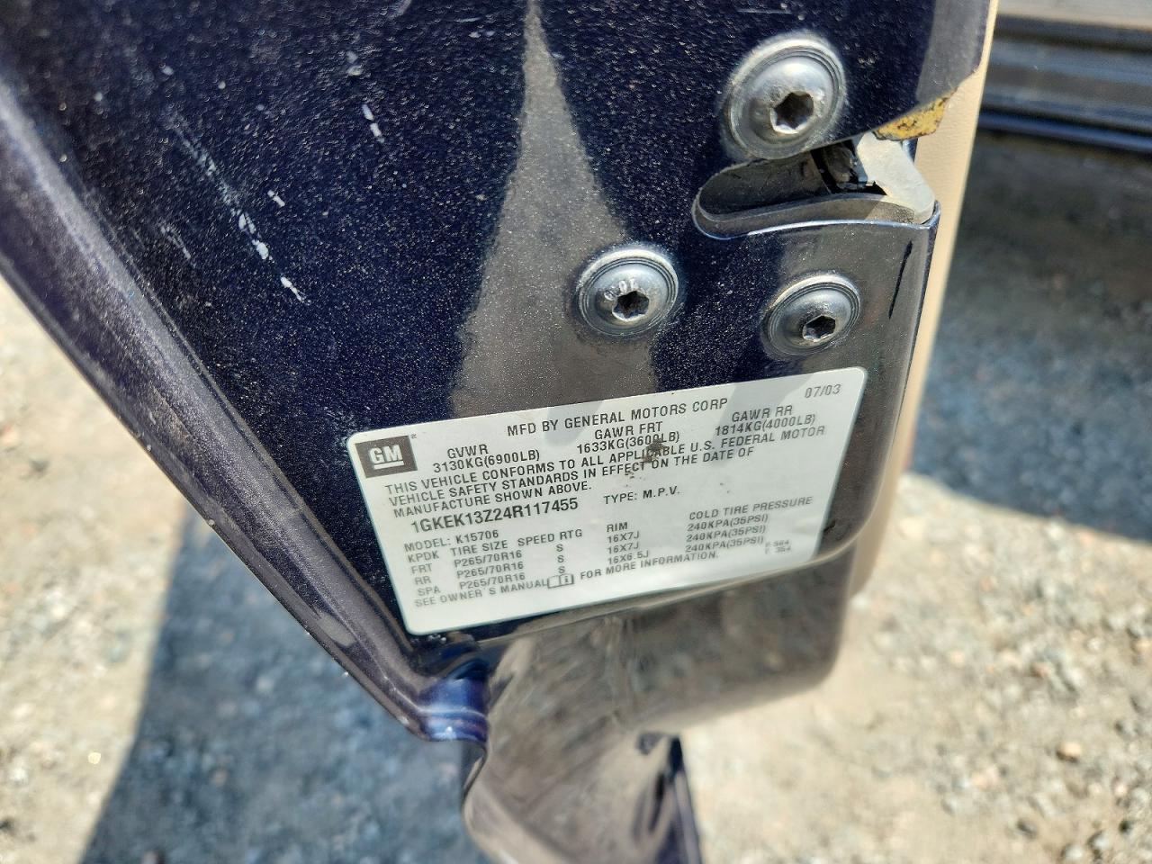 2004 Gmc Yukon Blue vin: 1GKEK13Z24R117455