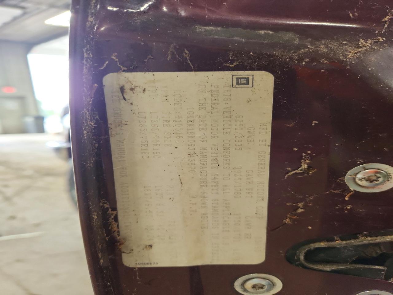 1995 Gmc Yukon Burgundy vin: 1GKEK18K0SJ743870