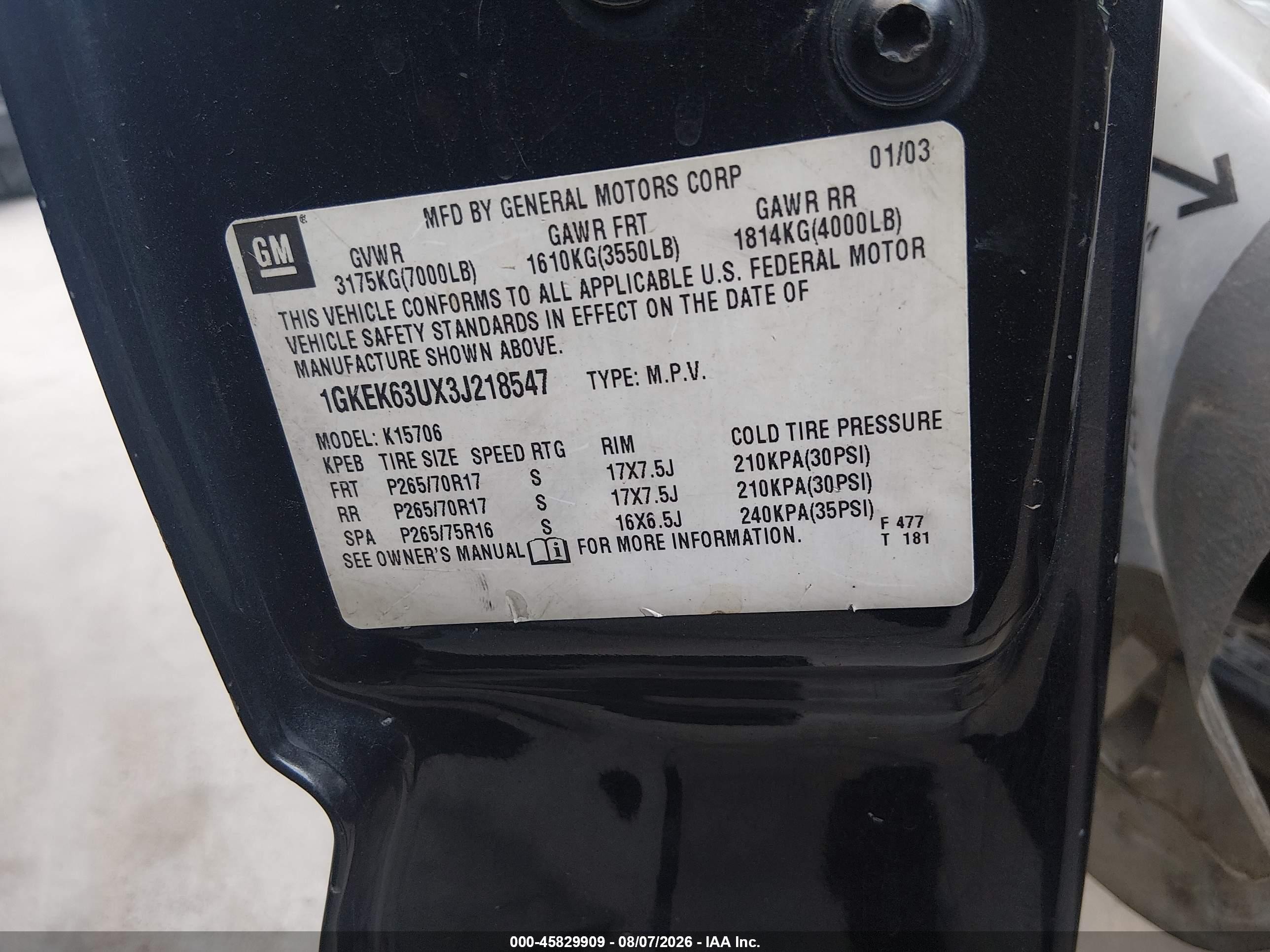 2003 Gmc Yukon Denali Blue vin: 1GKEK63UX3J218547