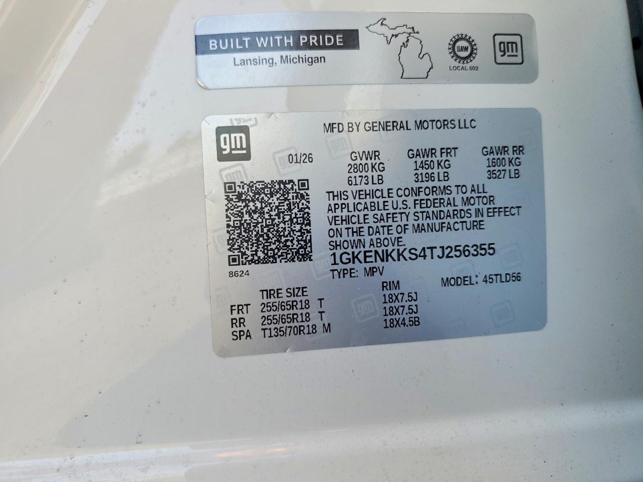 2026 Gmc Acadia Elevation White vin: 1GKENKKS4TJ256355