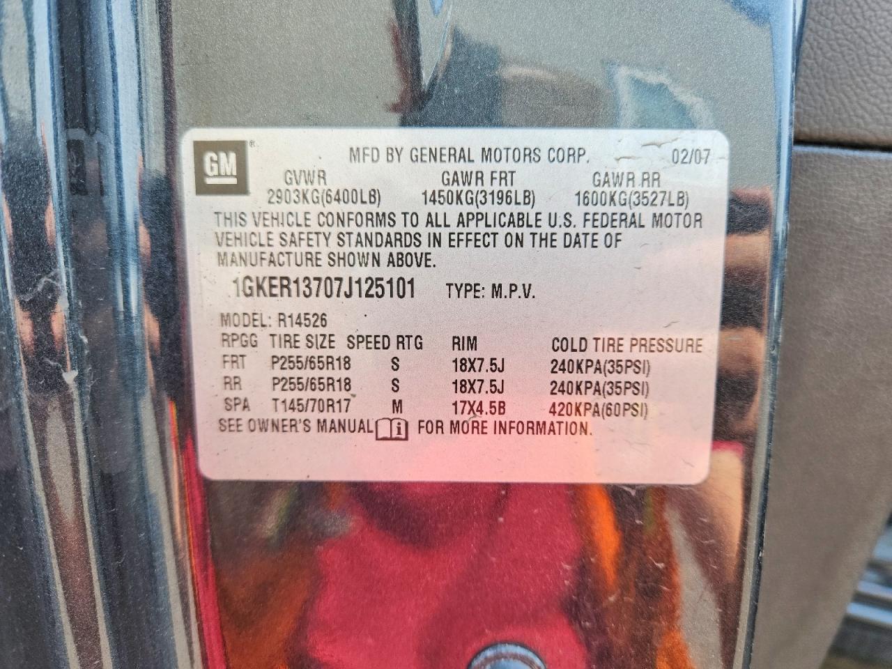 2007 Gmc Acadia Sle Черный vin: 1GKER13707J125101