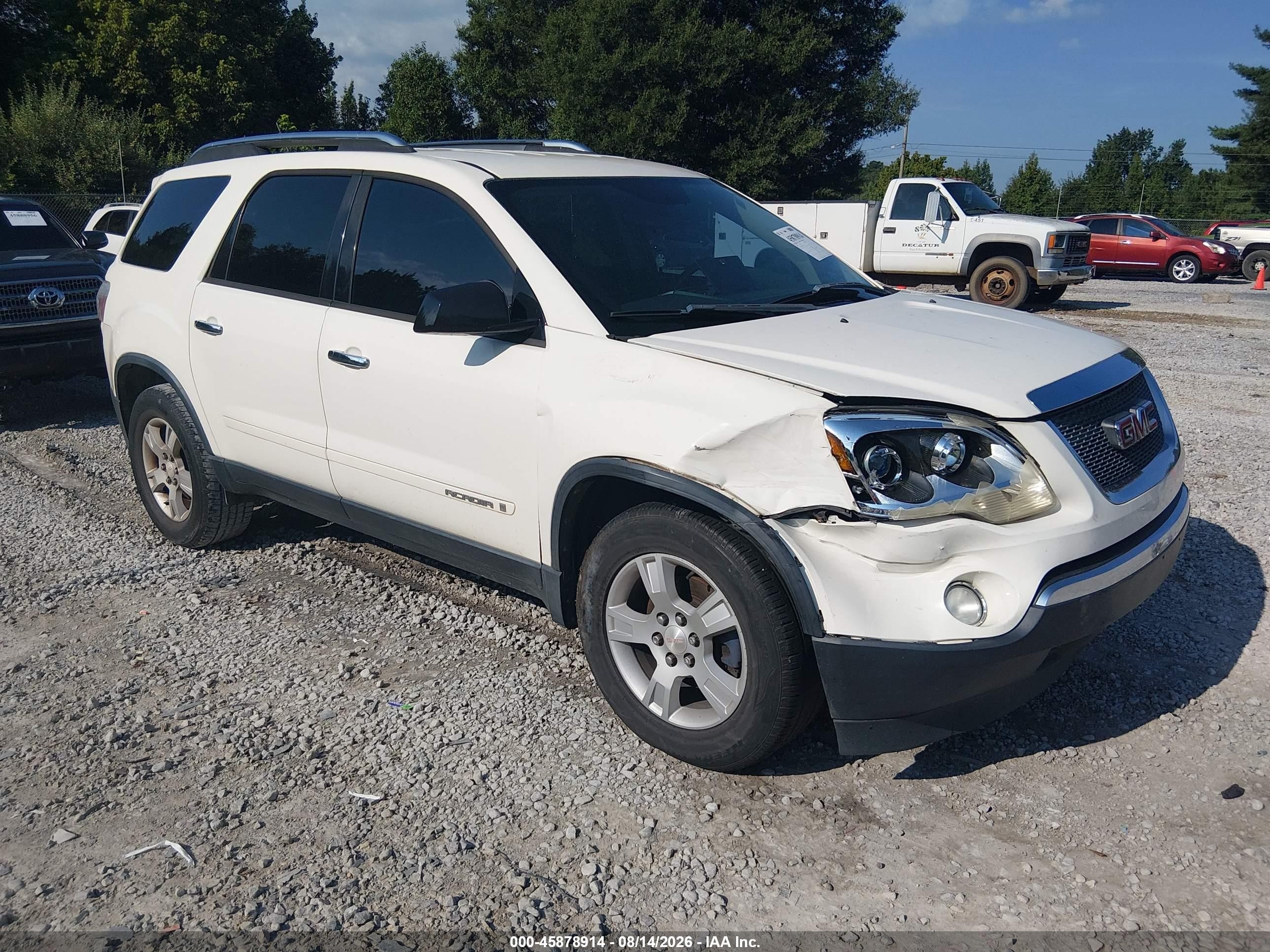 2008 Gmc Acadia Sle-1 White vin: 1GKER13758J119828