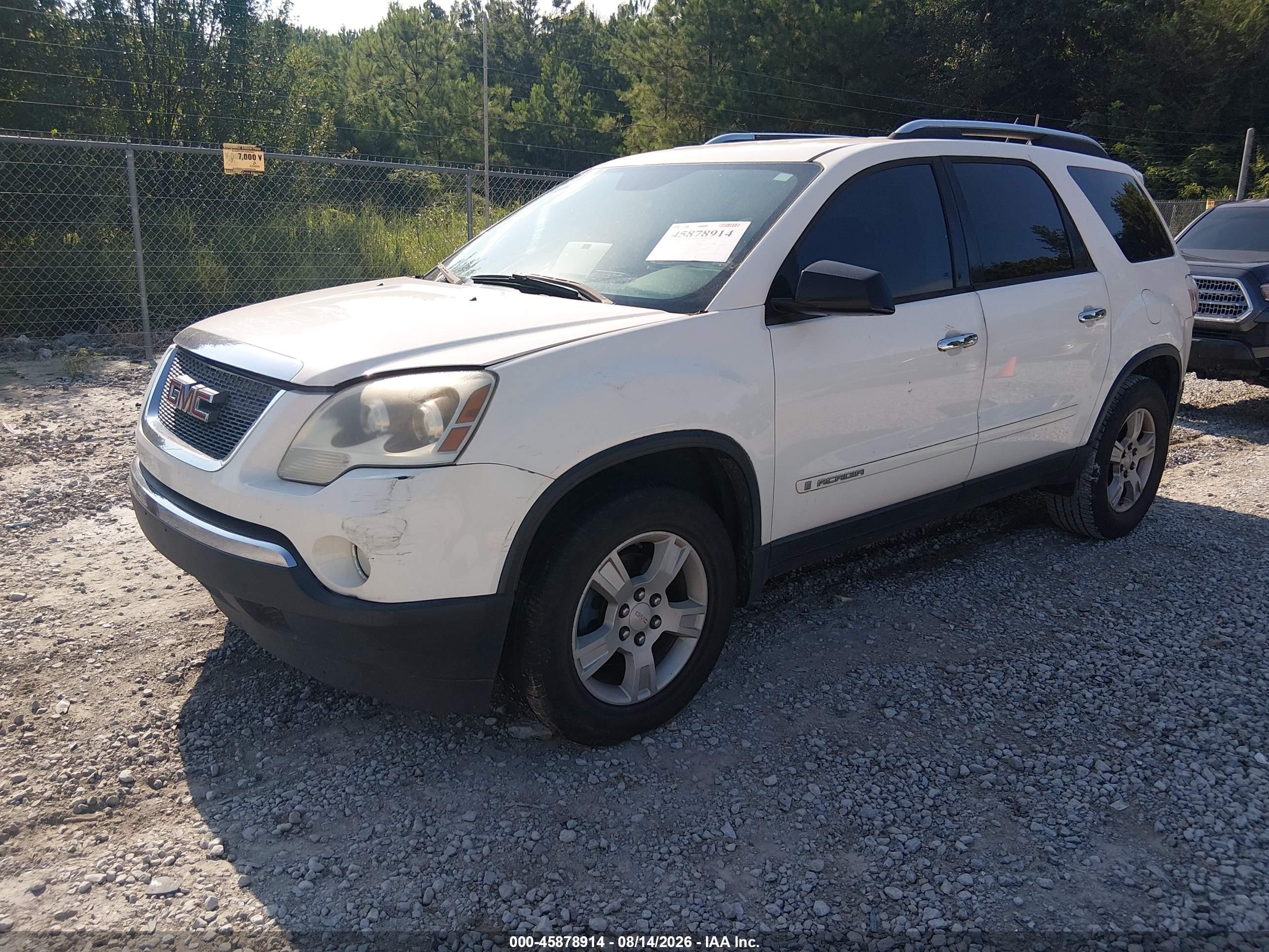 2008 Gmc Acadia Sle-1 Белый vin: 1GKER13758J119828