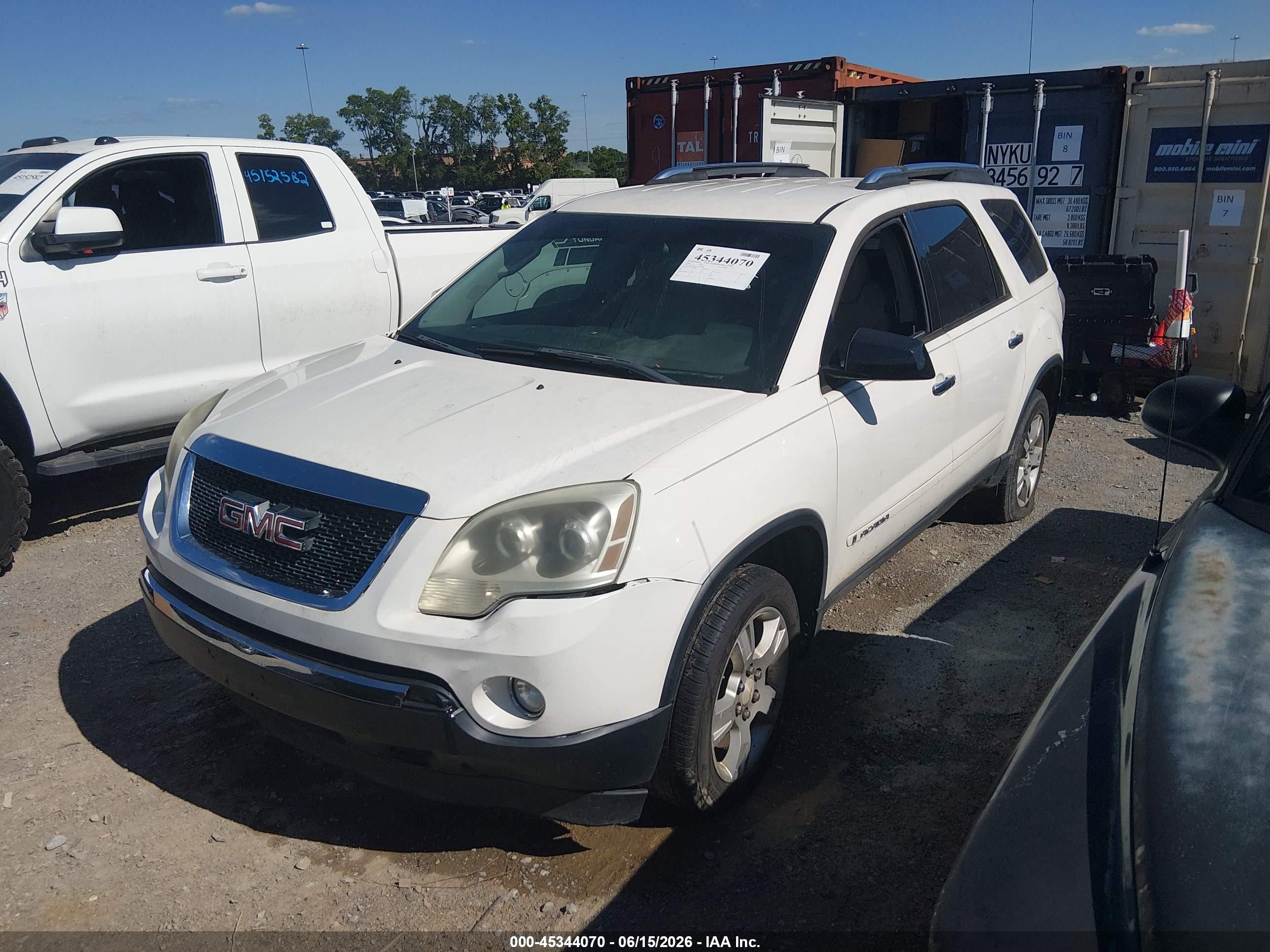 2007 Gmc Acadia Sle-1 White vin: 1GKER137X7J145808