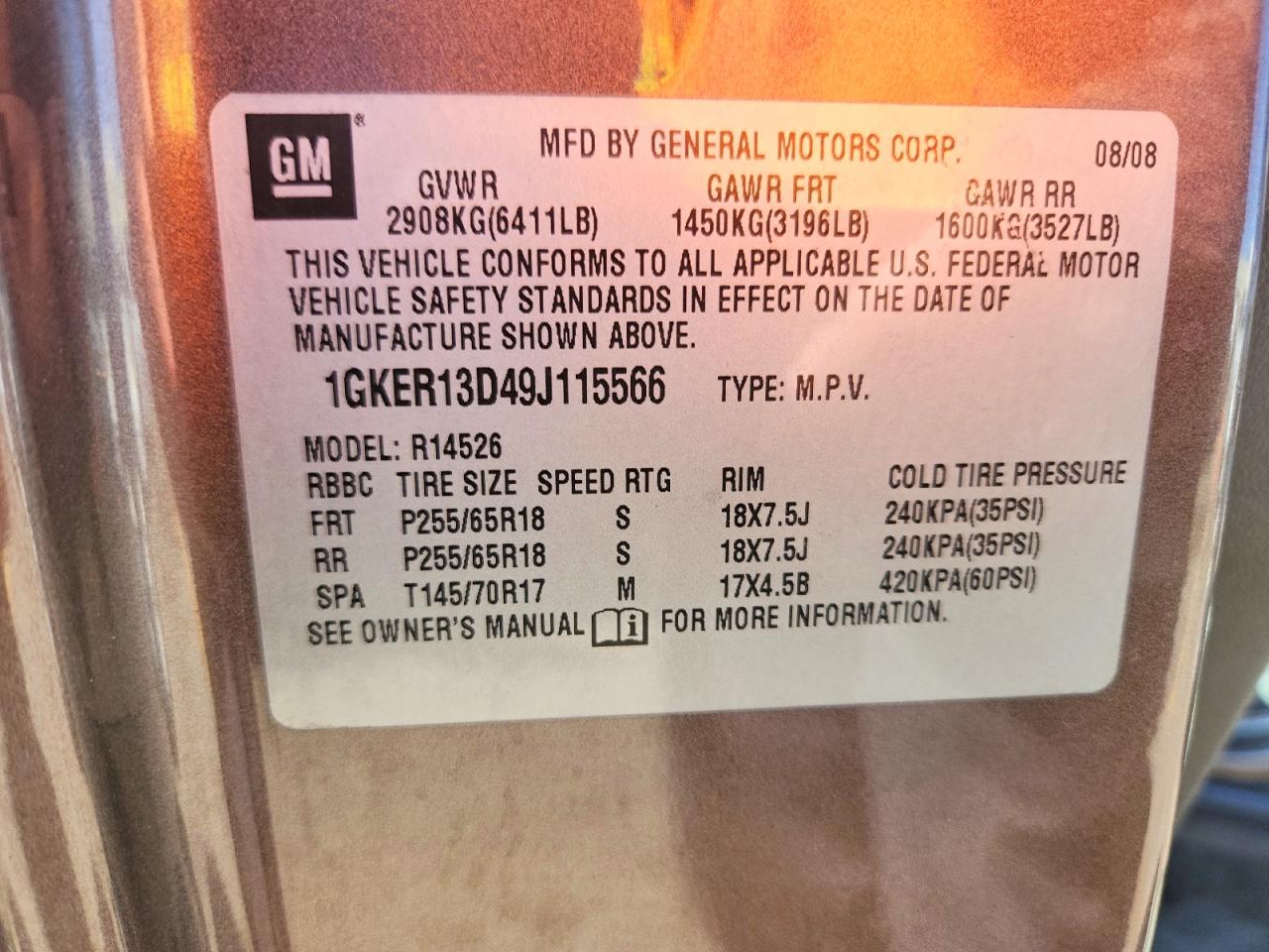 2009 Gmc Acadia Sle Brown vin: 1GKER13D49J115566