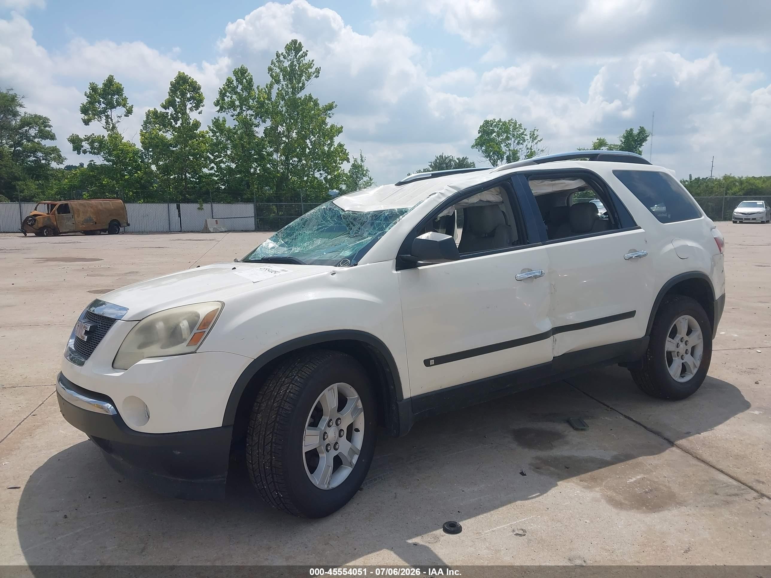 2009 Gmc Acadia Sle1 White vin: 1GKER13D59J219970