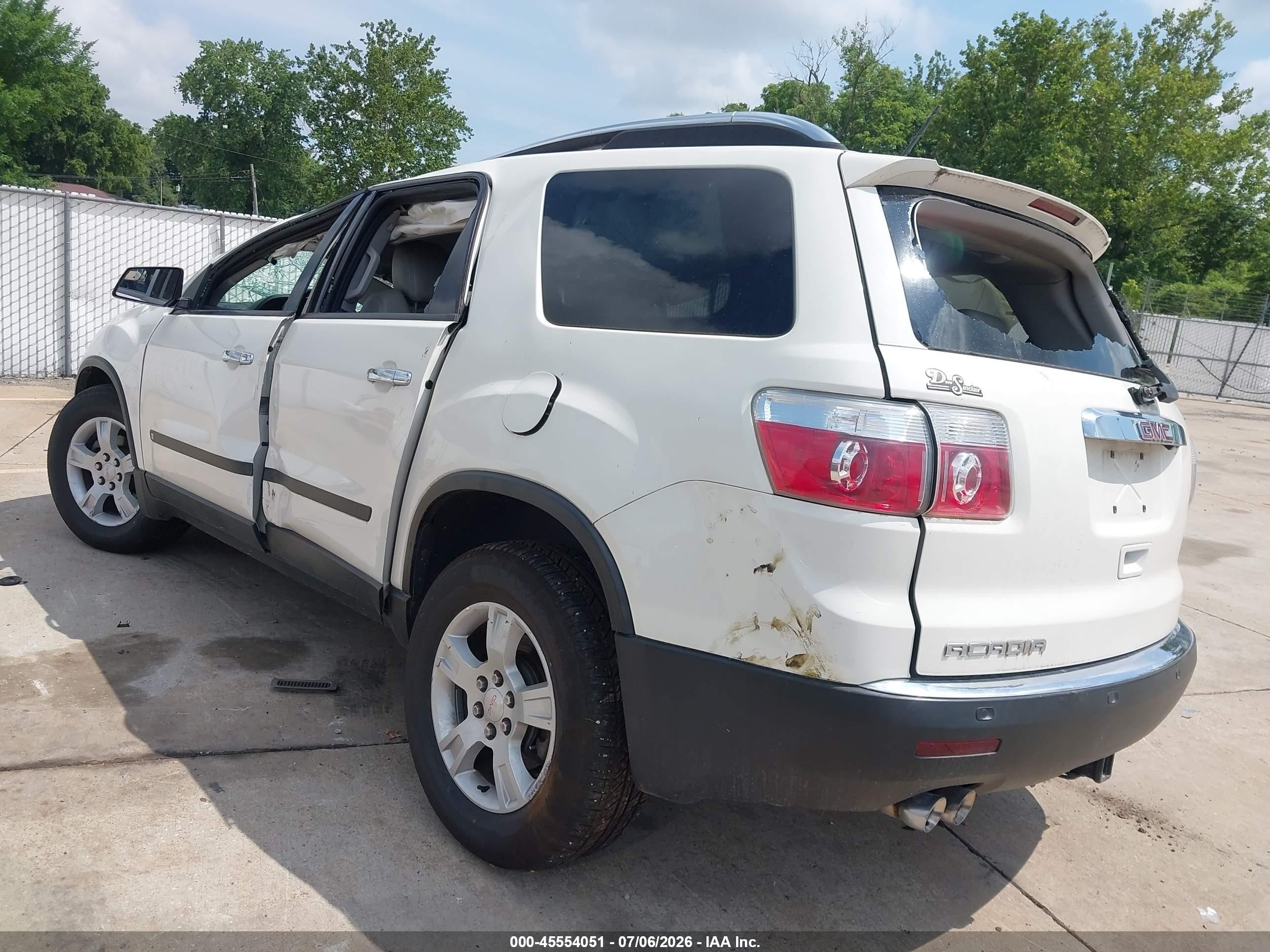 2009 Gmc Acadia Sle1 White vin: 1GKER13D59J219970