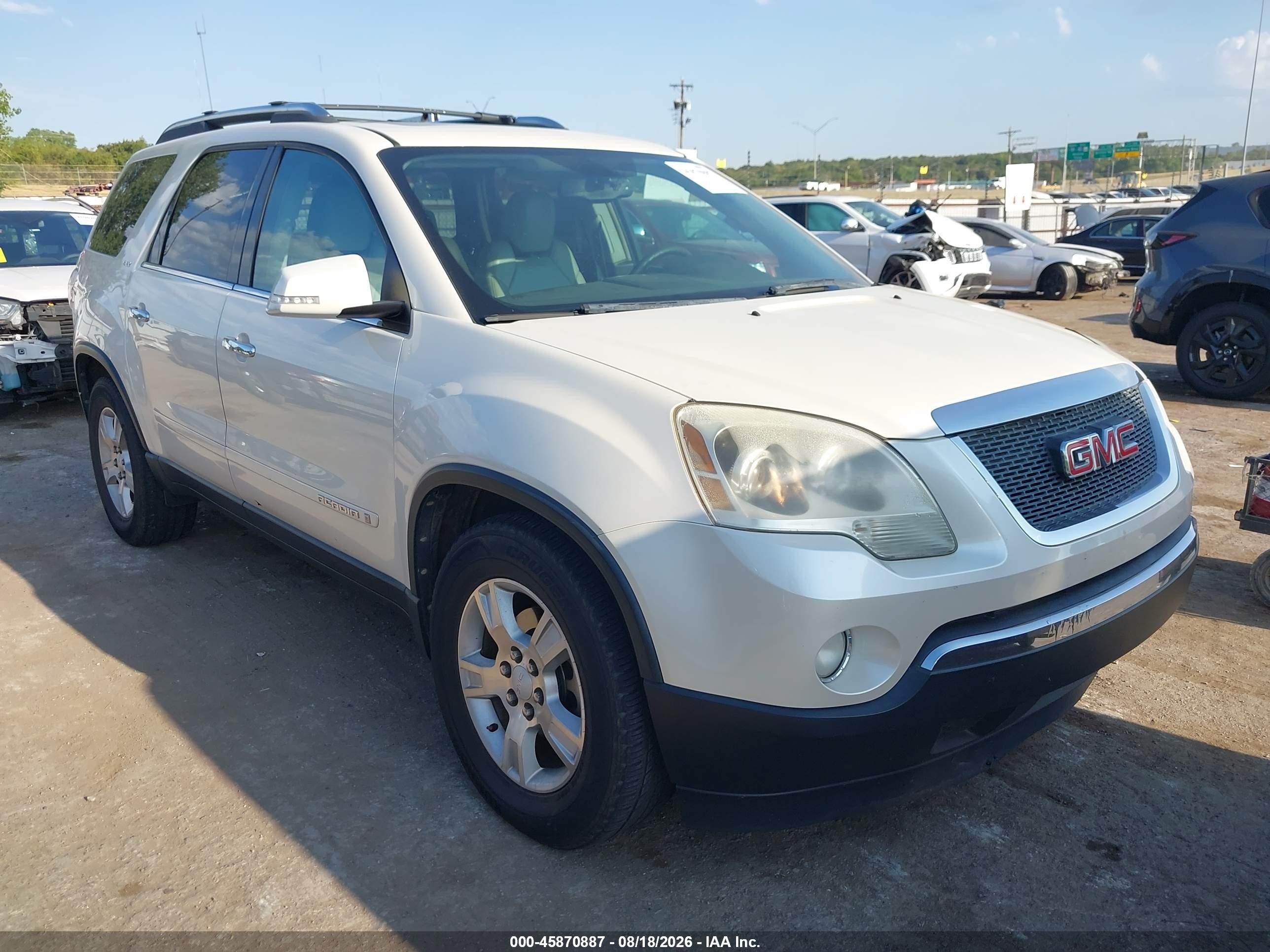 2008 Gmc Acadia Slt-1 White vin: 1GKER23728J302867