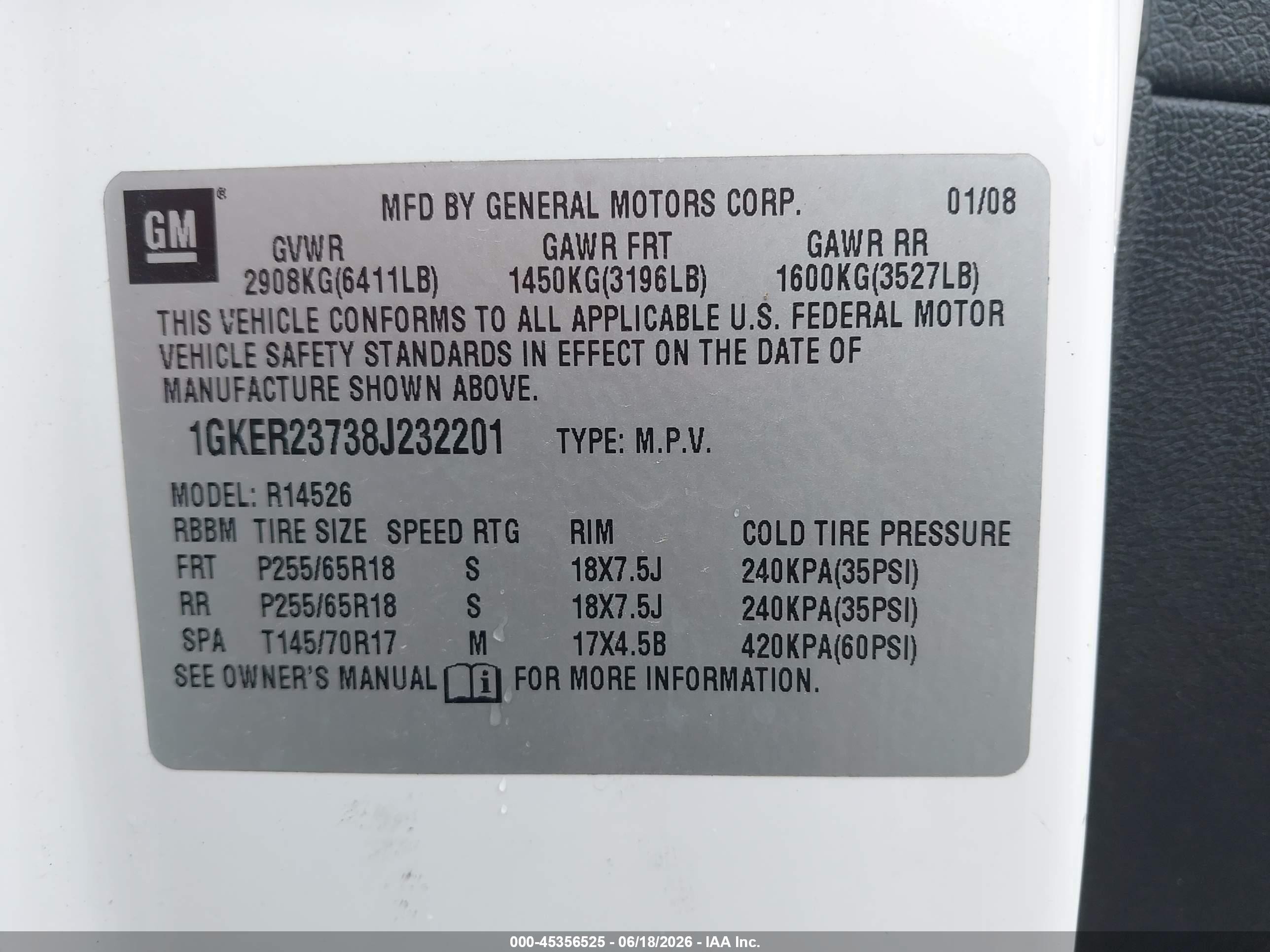 2008 Gmc Acadia Slt-1 White vin: 1GKER23738J232201